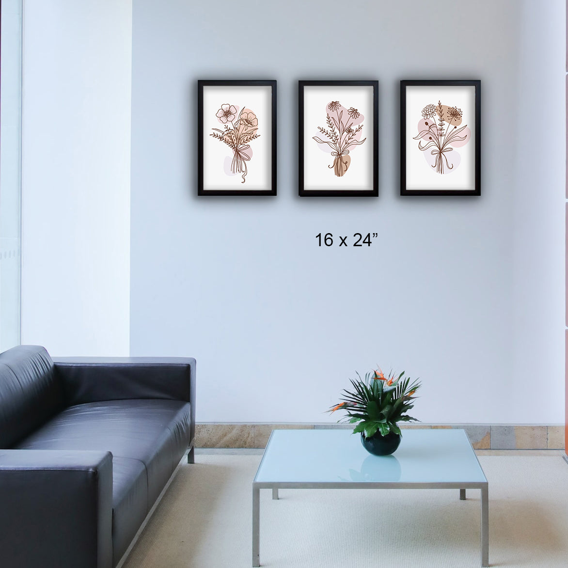 Pcs Of 3 Floral Abstract Art Frame set