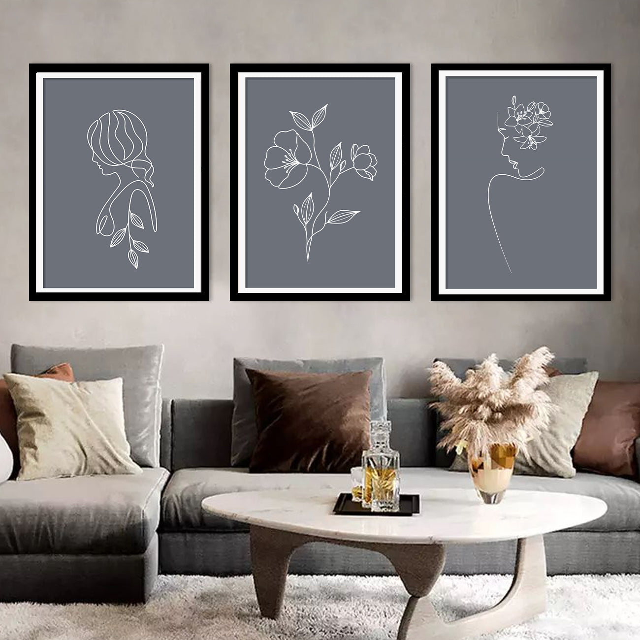 3 Pcs Flower Lady Abstract art Frame