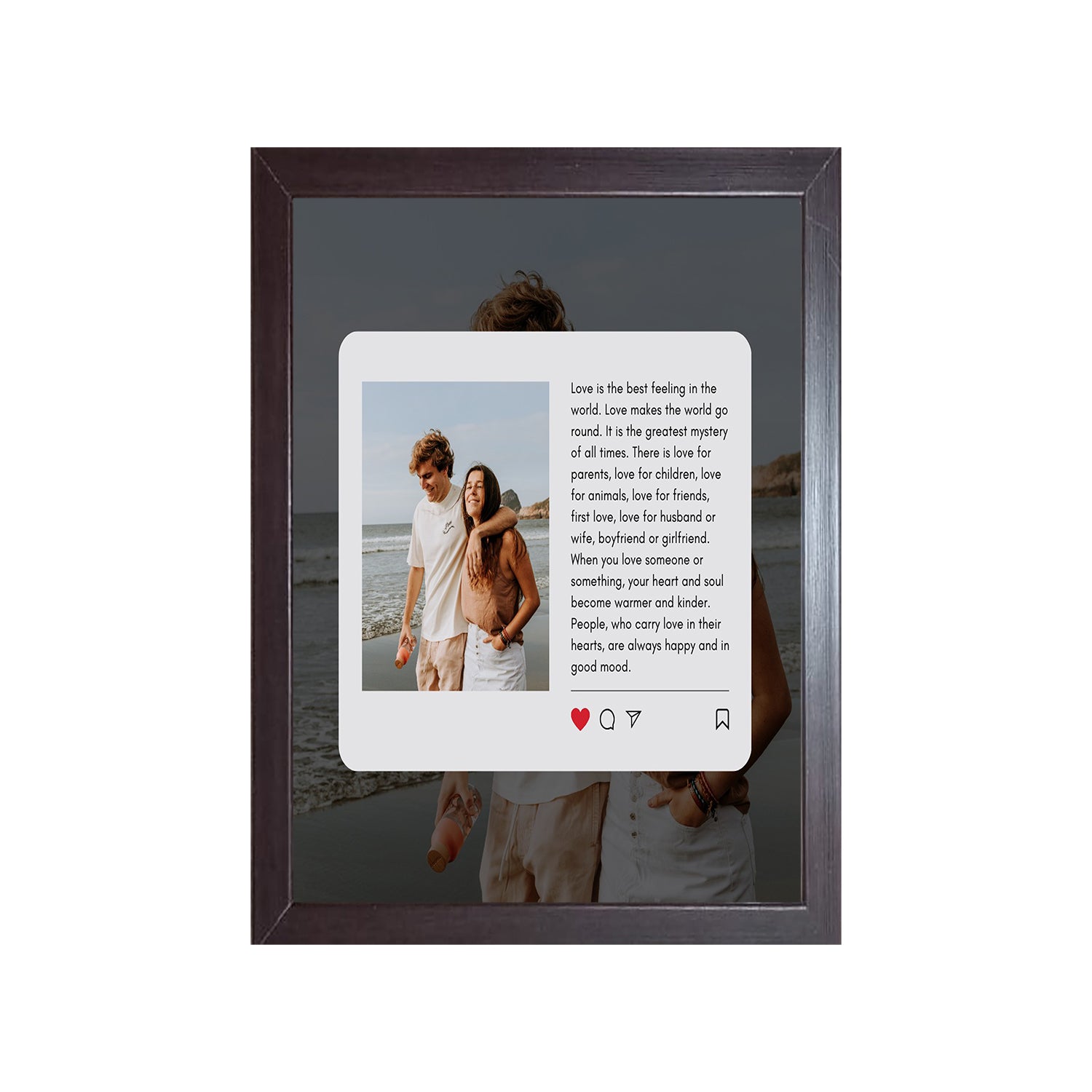 Buy brown Couple Image Design Photo Frame 1 Pc ( photo and text is Customizable )