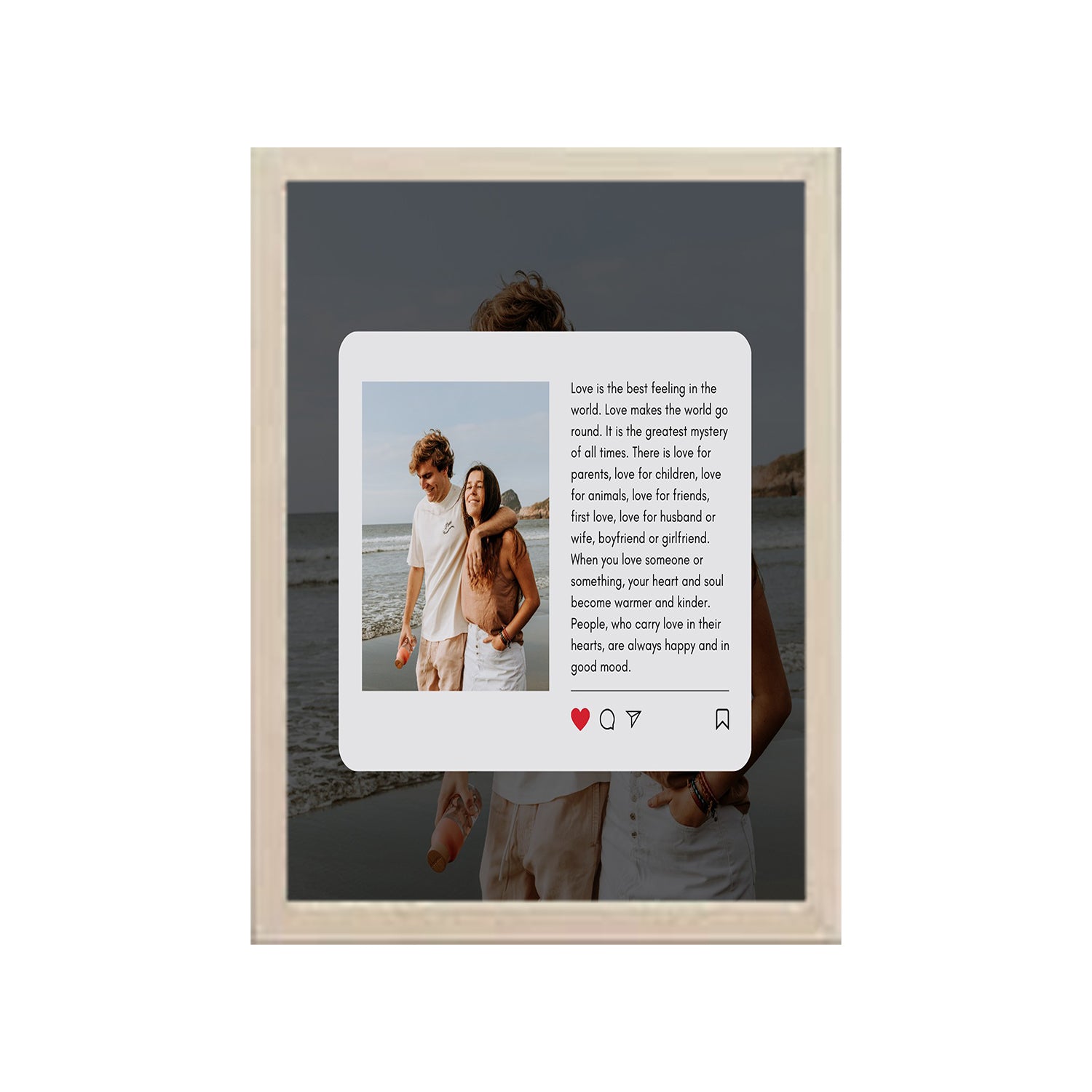 Buy white Couple Image Design Photo Frame 1 Pc ( photo and text is Customizable )