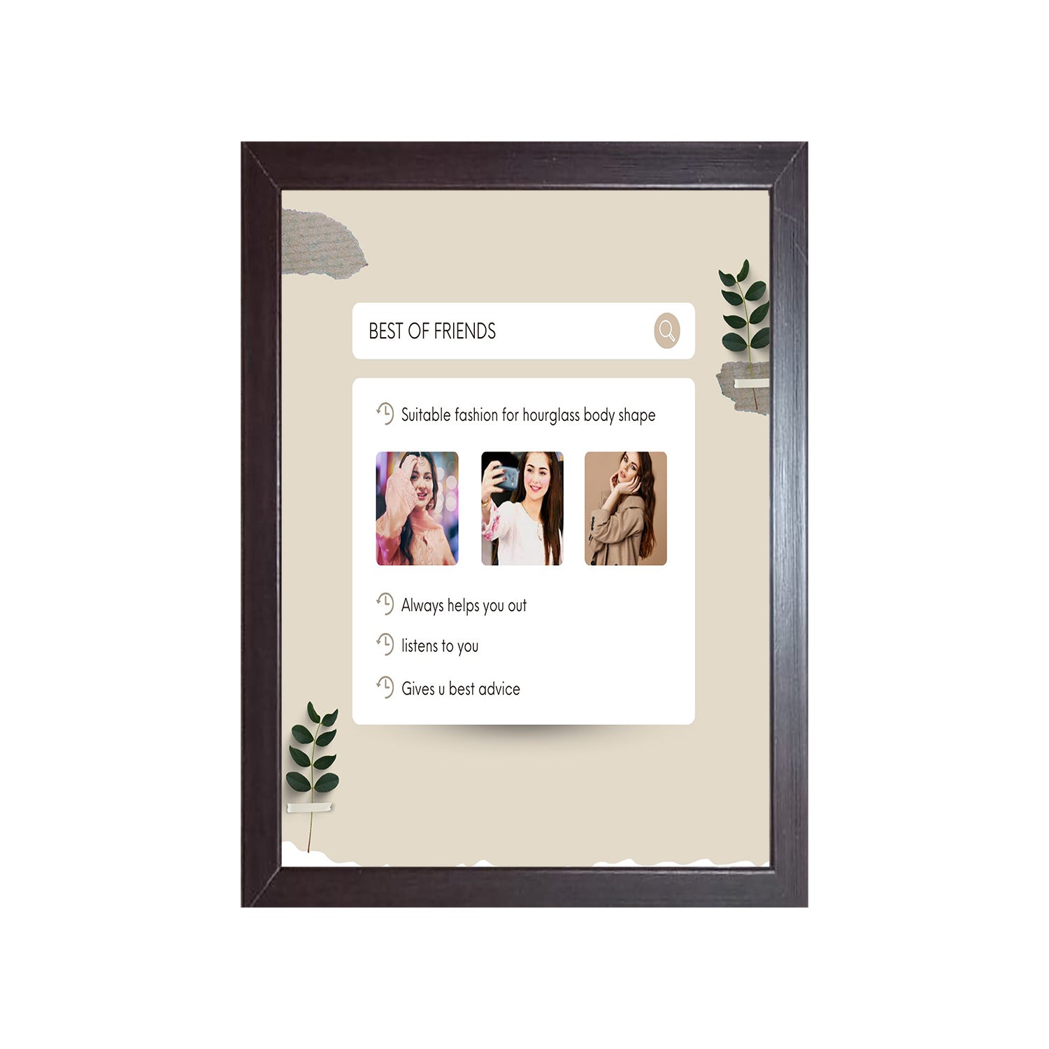 Buy brown Best friends Image Design Photo Frame 1 Pc ( photo and text is Customizable )