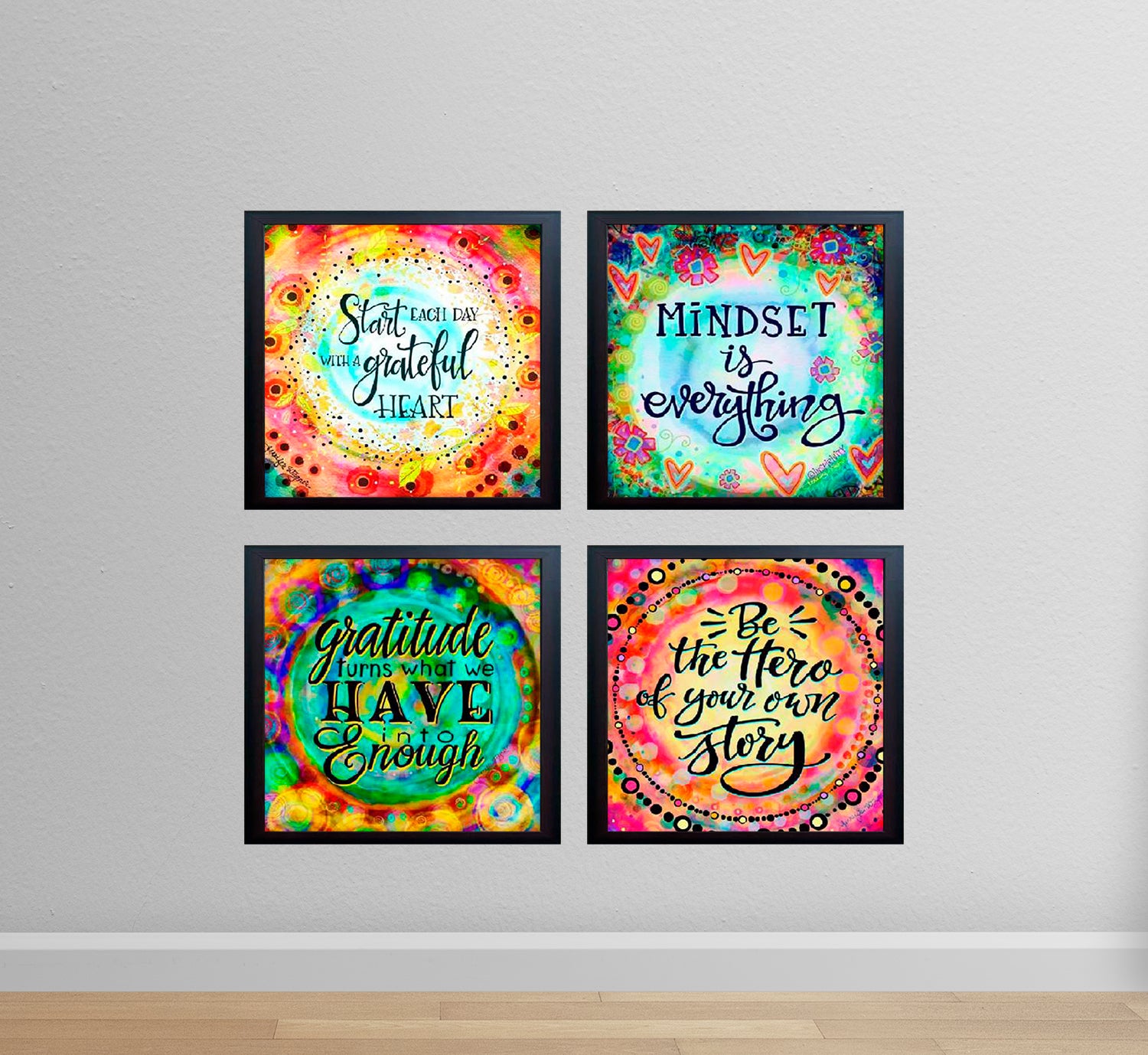 Pack of 4 Motivational Quotes Wall Decoration Frames