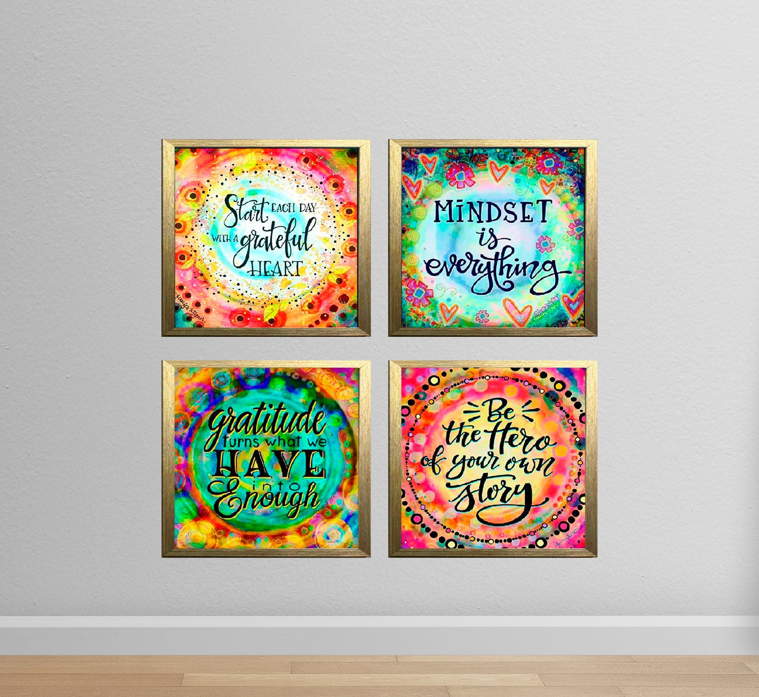 Buy golden Pack of 4 Motivational Quotes Wall Decoration Frames