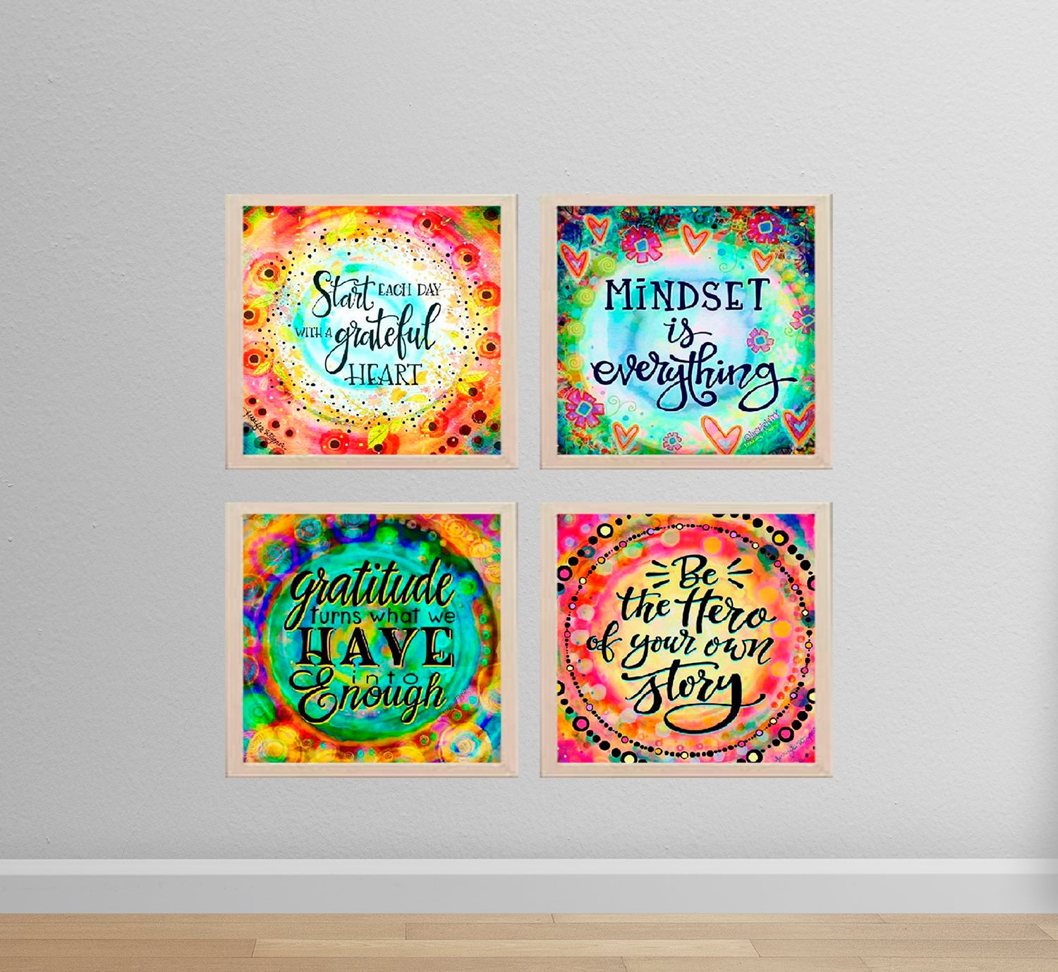 Pack of 4 Motivational Quotes Wall Decoration Frames