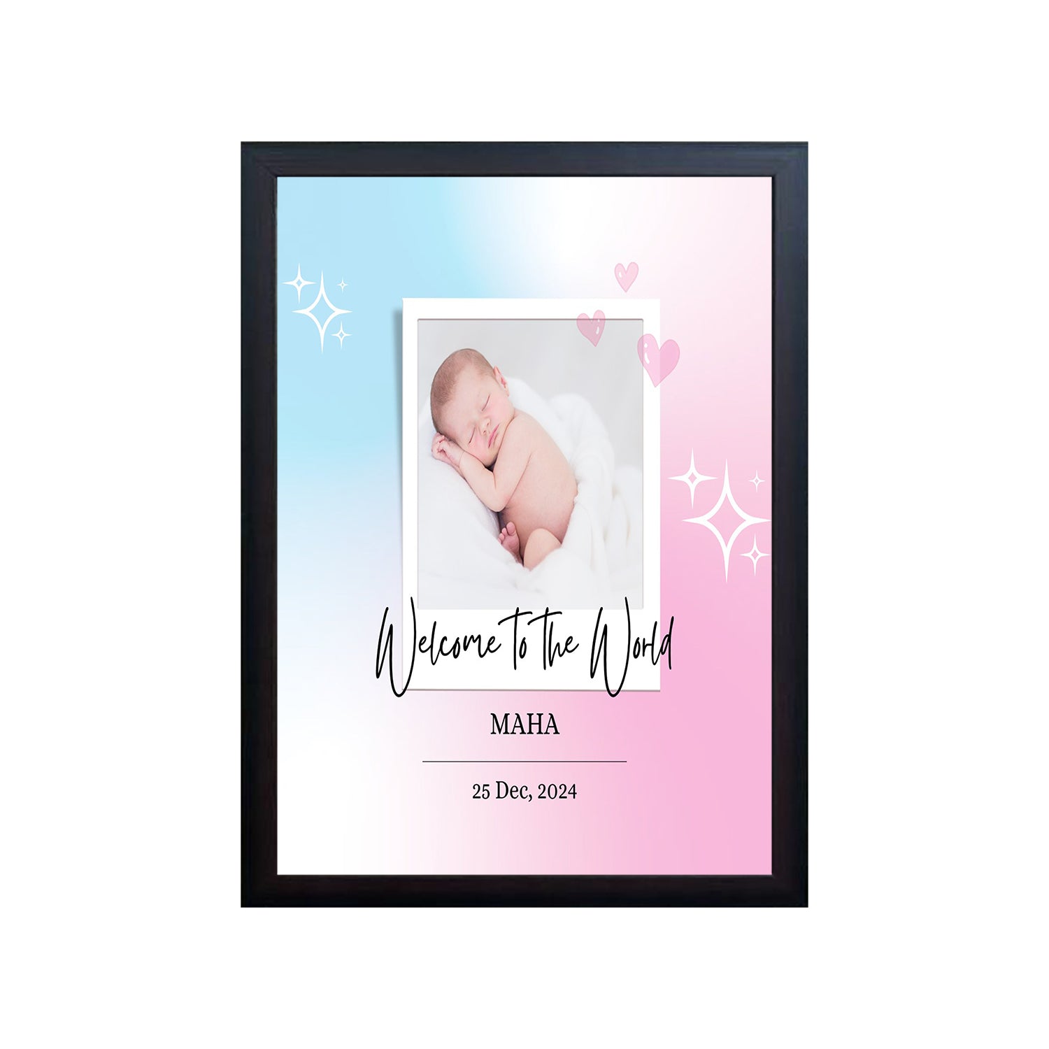 Welcome To The World Baby Design Photo Frame 1 Pc ( photo and text is Customizable )