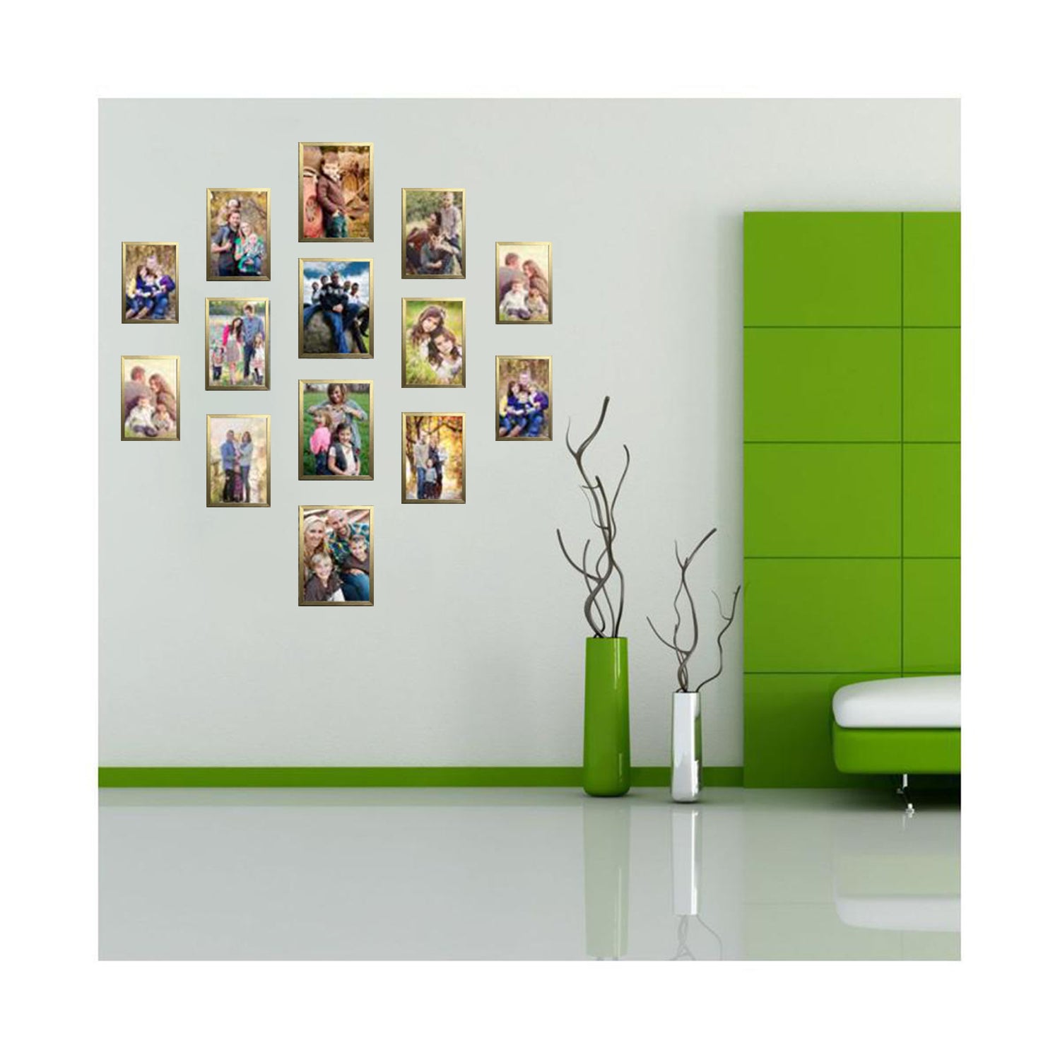 Pack of 14 Pack Collage Photo Frames set, Custom Pics Free Print (5x7 - 4 Pc, 4x6 - 10 Pc)