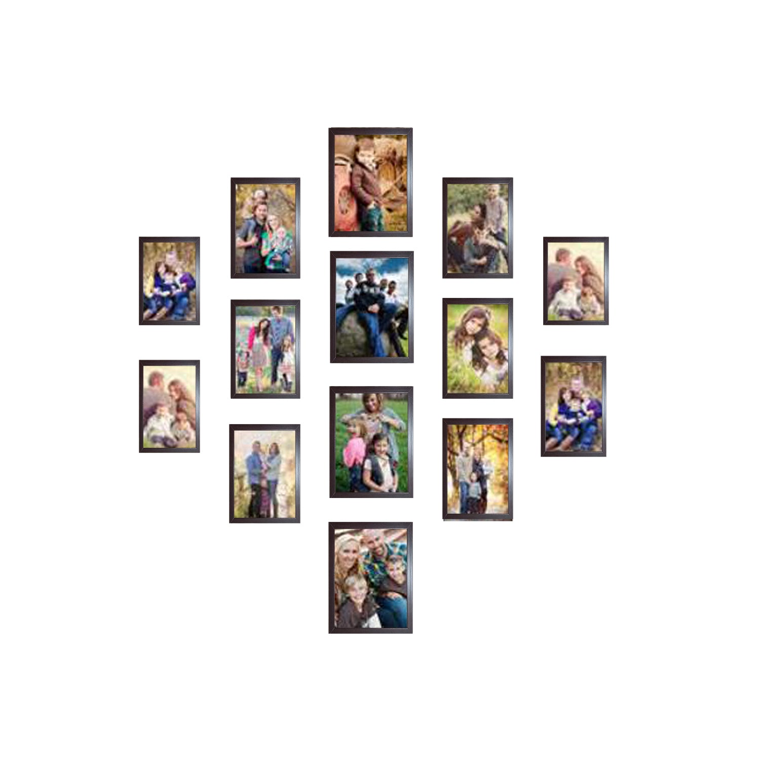 Buy brown Pack of 14 Pack Collage Photo Frames set, Custom Pics Free Print (5x7 - 4 Pc, 4x6 - 10 Pc)