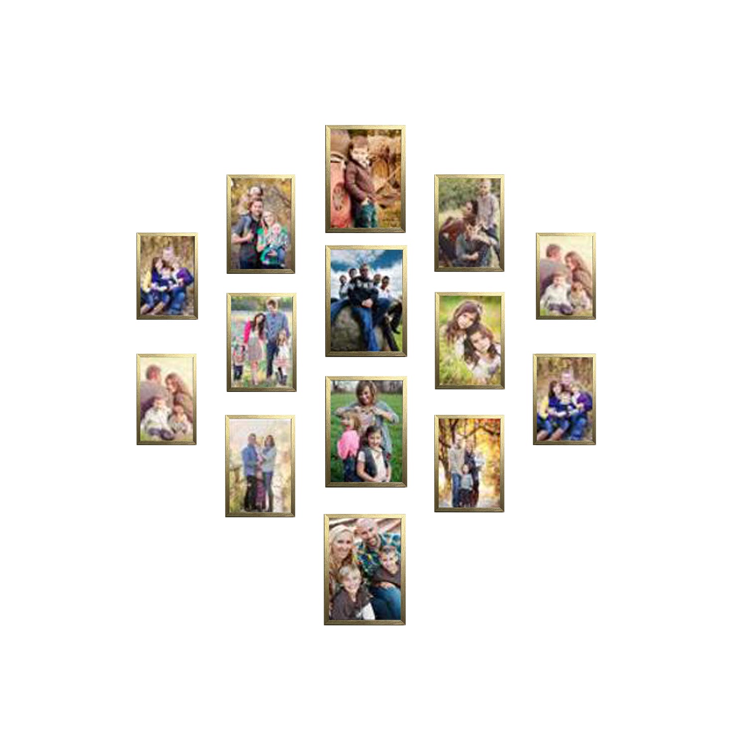 Buy golden Pack of 14 Pack Collage Photo Frames set, Custom Pics Free Print (5x7 - 4 Pc, 4x6 - 10 Pc)