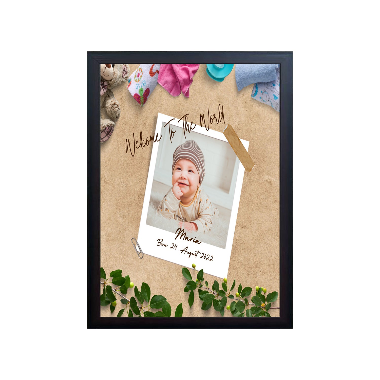 Welcome To The World Baby Design Photo Frame 1 Pc ( photo and text is Customizable )