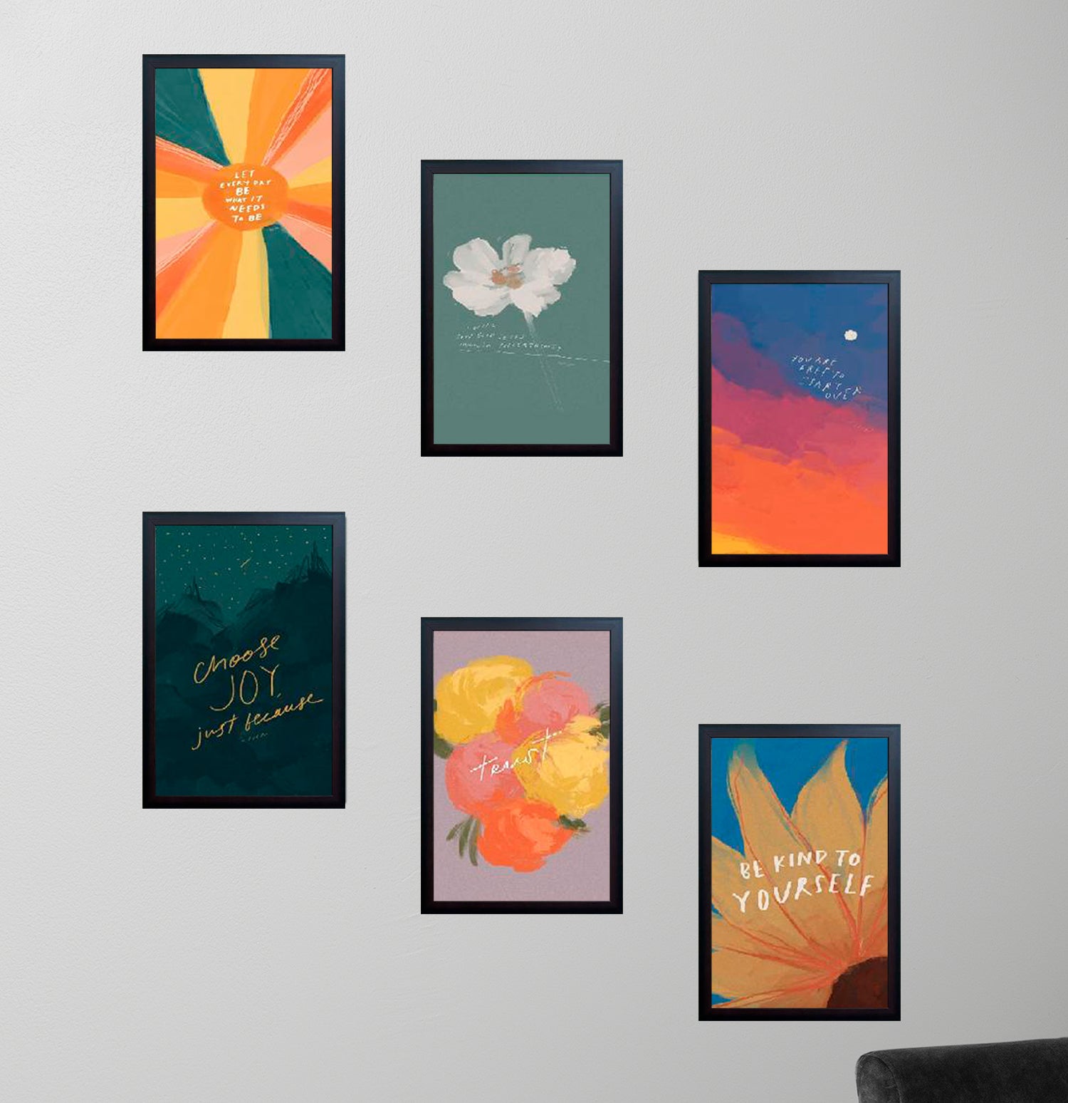 6 Pack Inspirational Quote Frames for Wall Decor