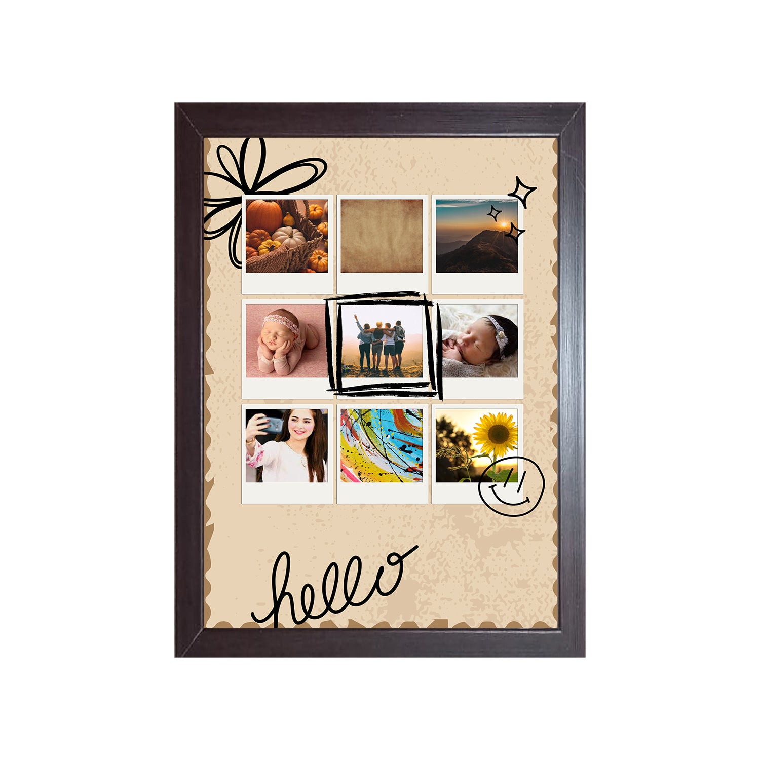 Buy brown Hello Baby Image Design Photo Frame 1 Pc ( photo and text is Customizable )