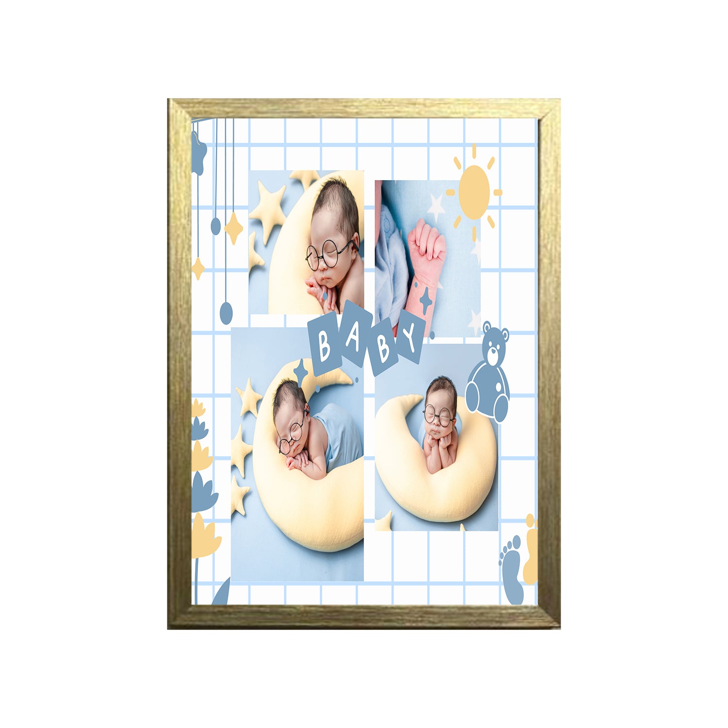 Buy gold Baby Design Photo Frame 1 Pc ( photo and text is Customizable )