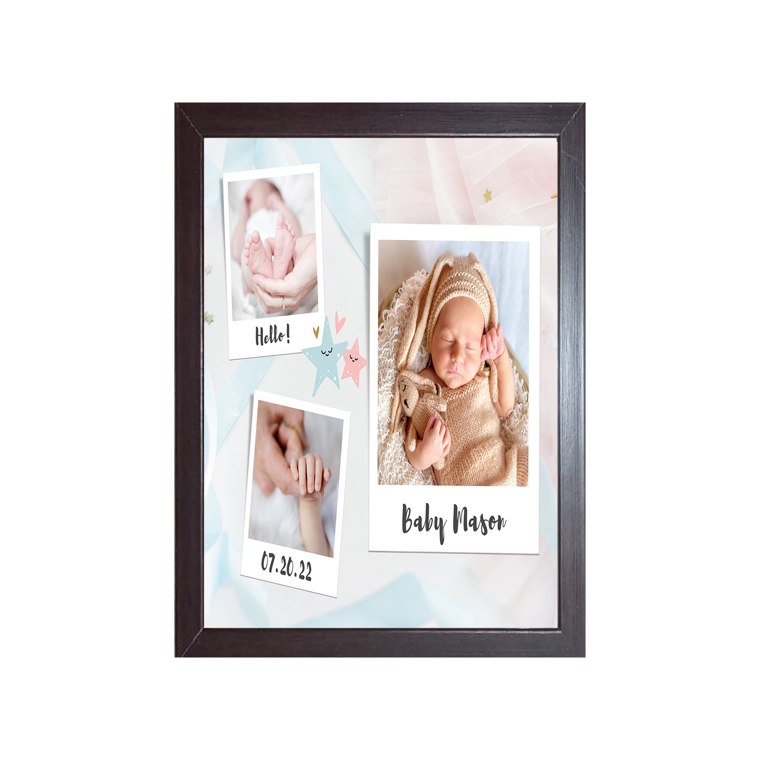 Buy brown Hello Baby Design Photo Frame 1 Pc ( photo and text is Customizable )