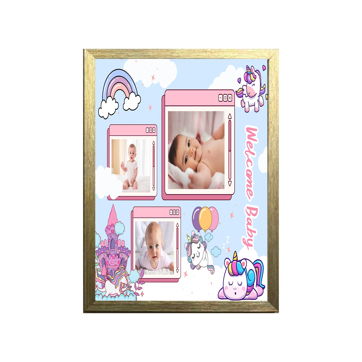 Buy gold Welcome Baby Design Photo Frame 1 Pc ( photo and text is Customizable )