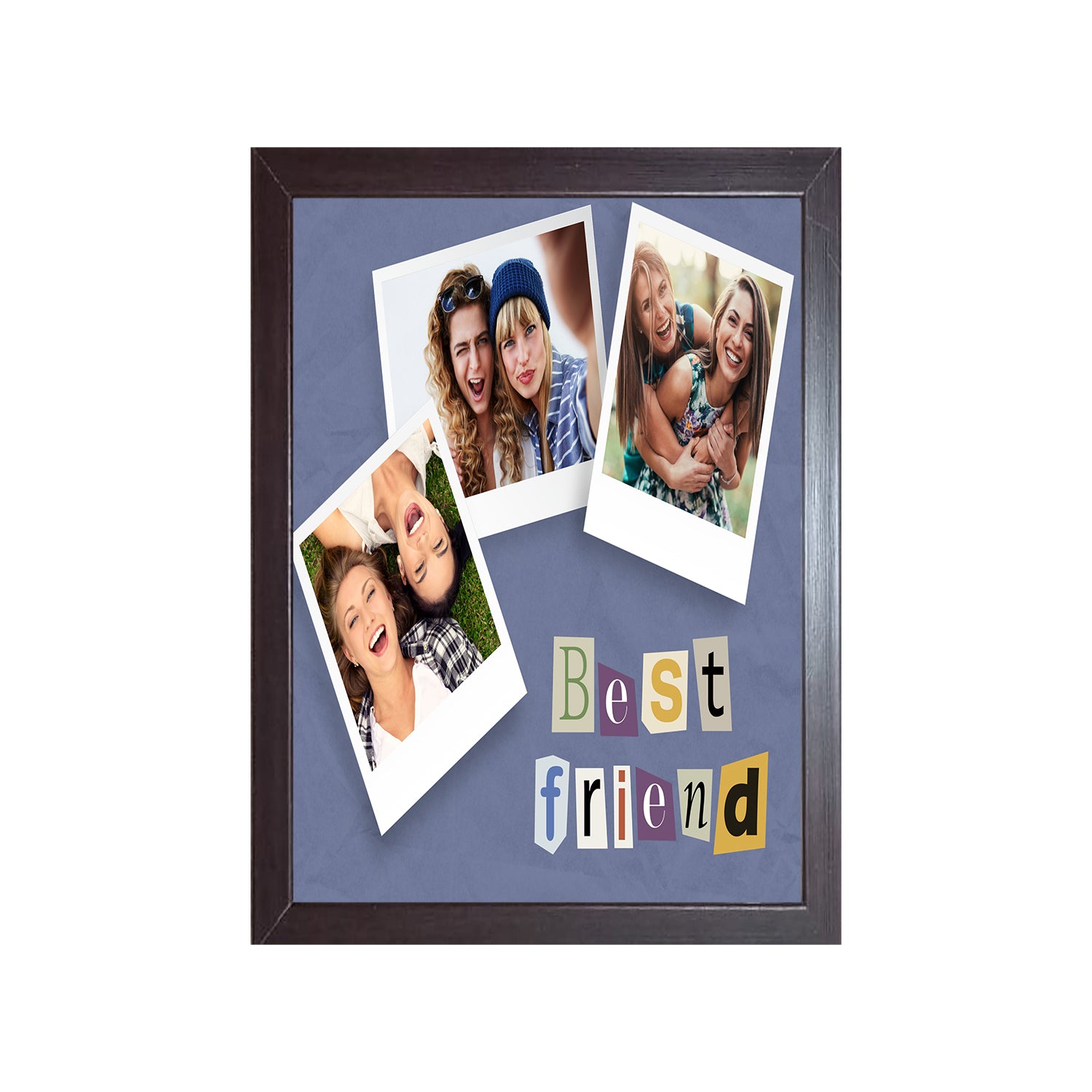 Buy brown Best Friends 4 Image Design Photo Frame 1 Pc ( photo and text is Customizable )