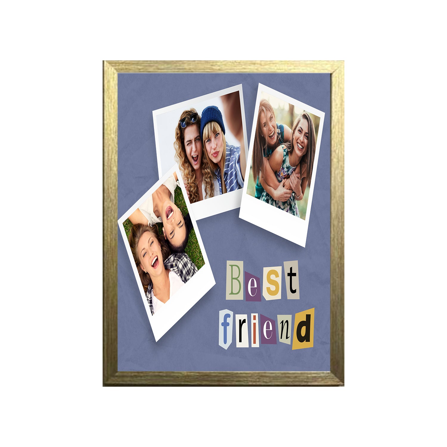 Buy gold Best Friends 4 Image Design Photo Frame 1 Pc ( photo and text is Customizable )