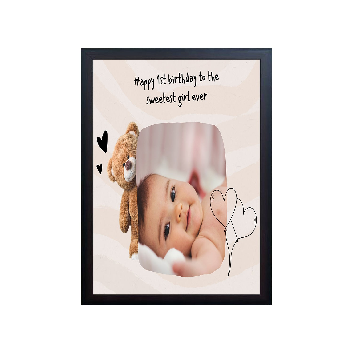 Happy Birthday Baby Design Photo Frame 1 Pc ( photo and text is Customizable )
