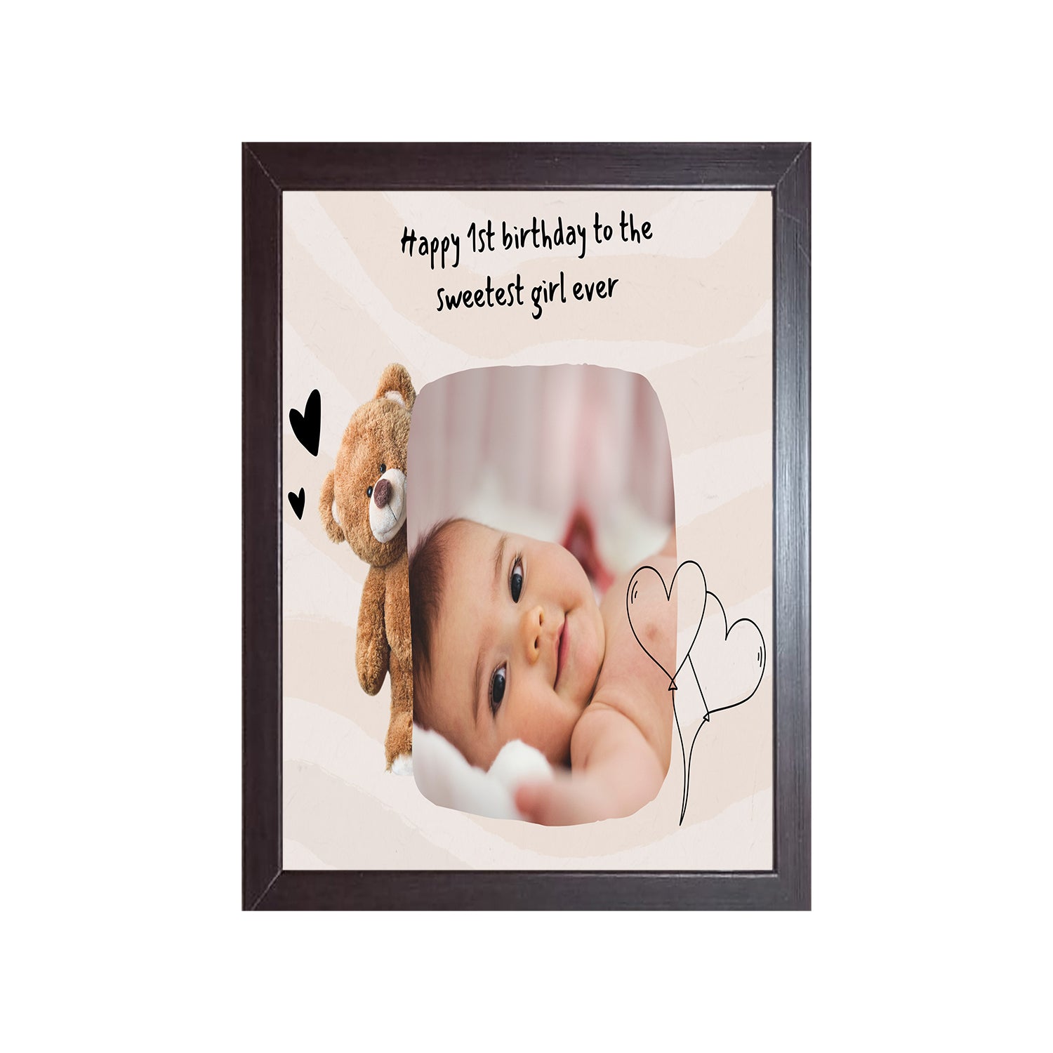 Buy brown Happy Birthday Baby Design Photo Frame 1 Pc ( photo and text is Customizable )