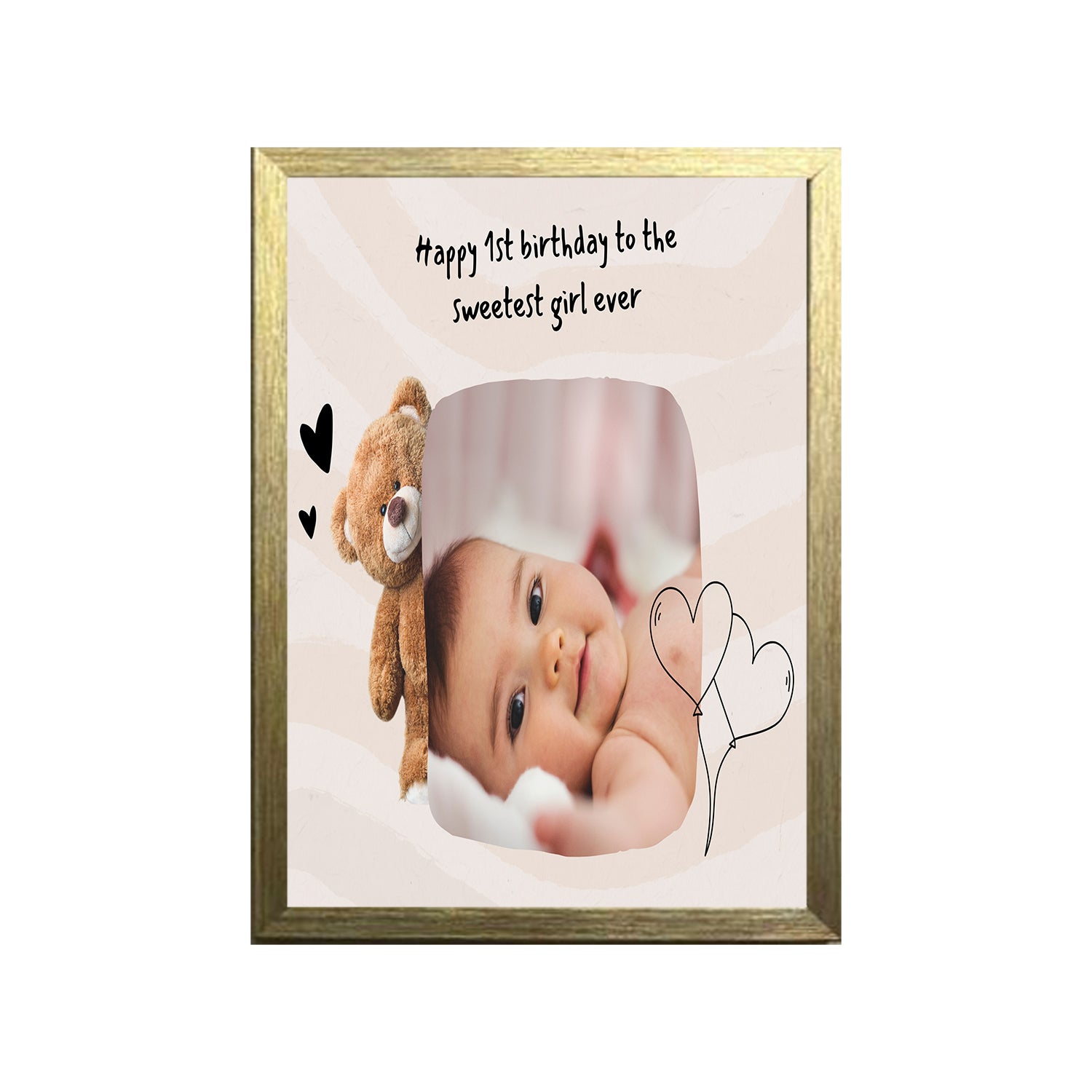 Buy gold Happy Birthday Baby Design Photo Frame 1 Pc ( photo and text is Customizable )