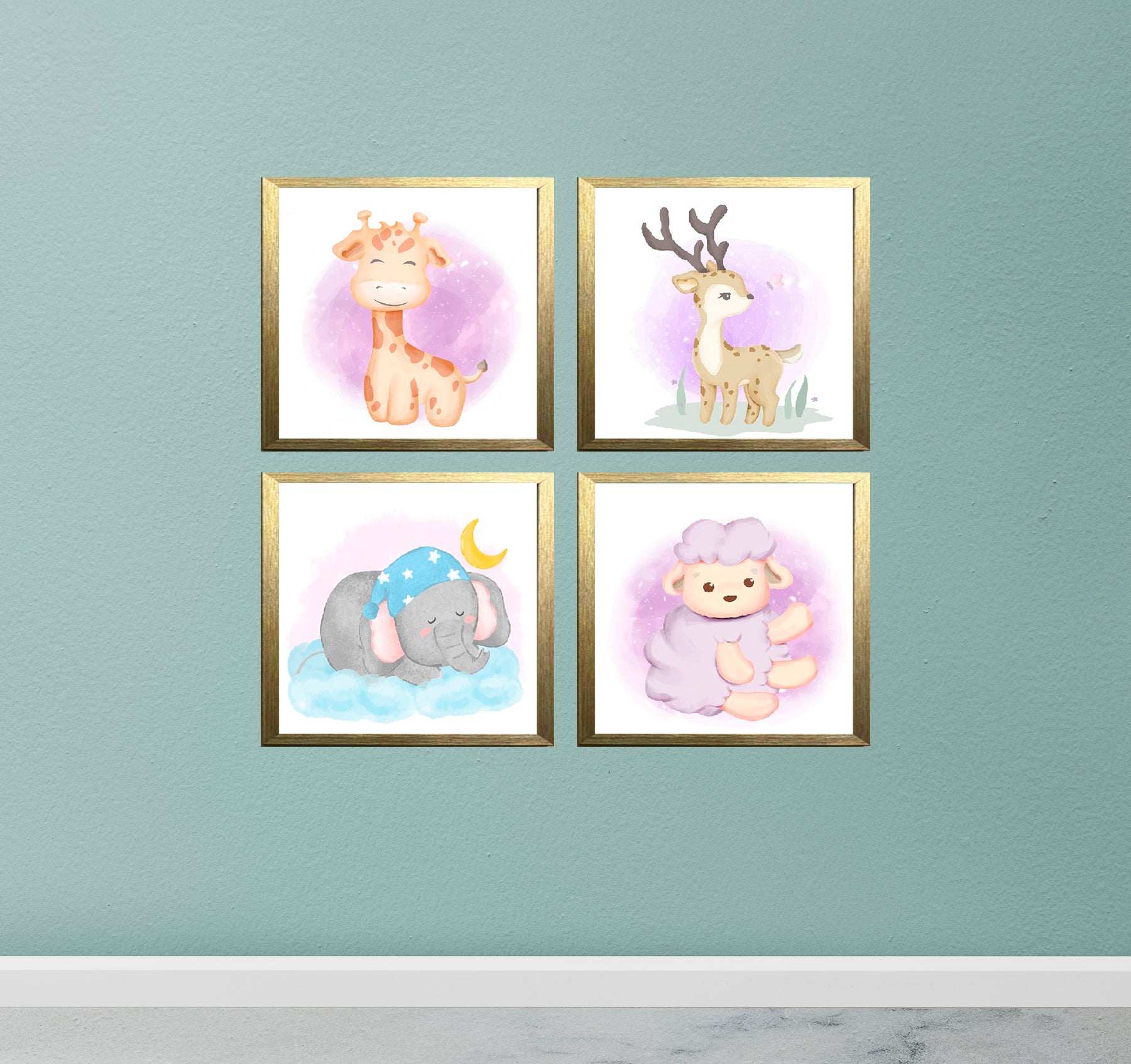 Buy golden Pack of 4 Kids Nursery Picture Frames