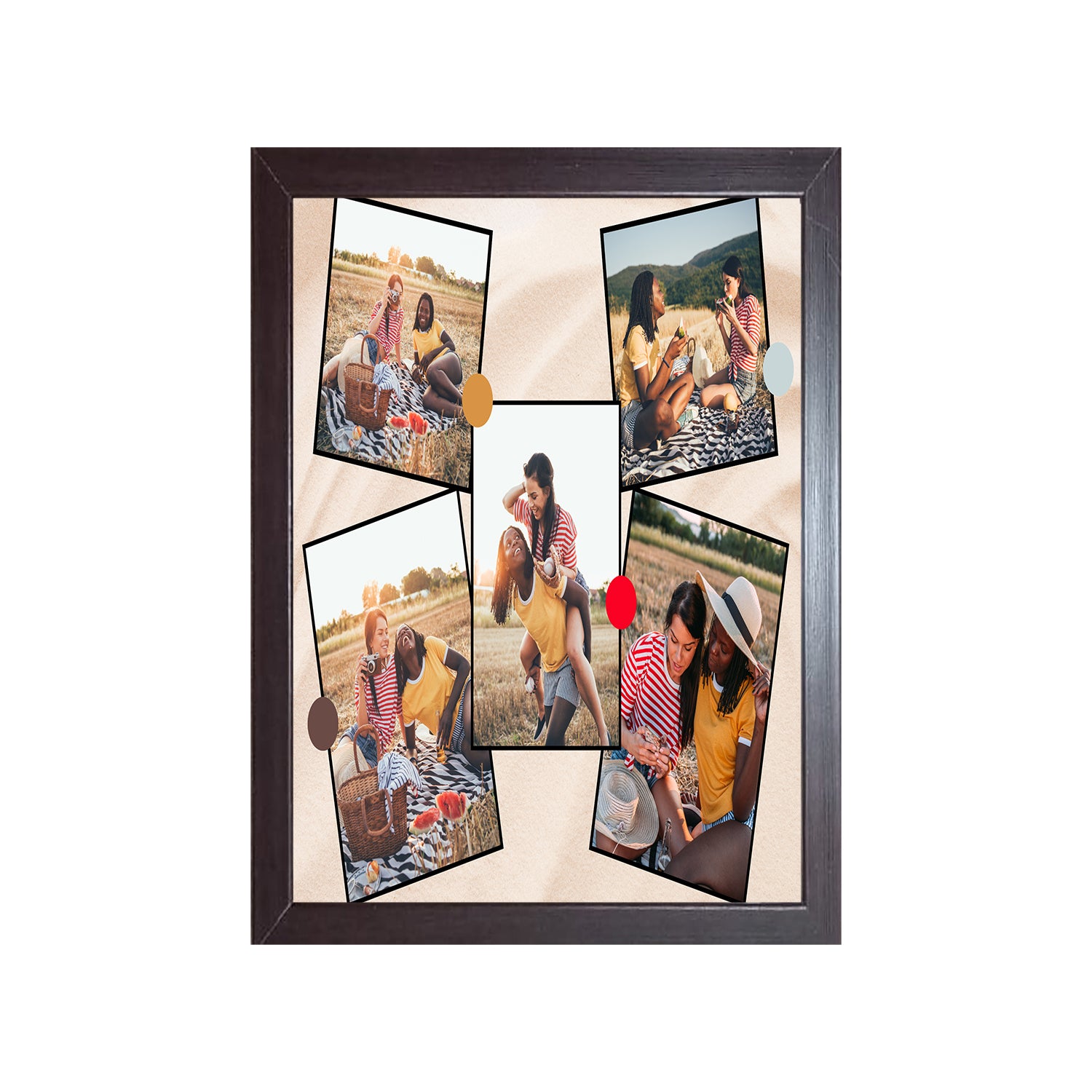 Buy brown 5 Image Design Photo Frame 1 Pc ( photo and text is Customizable )