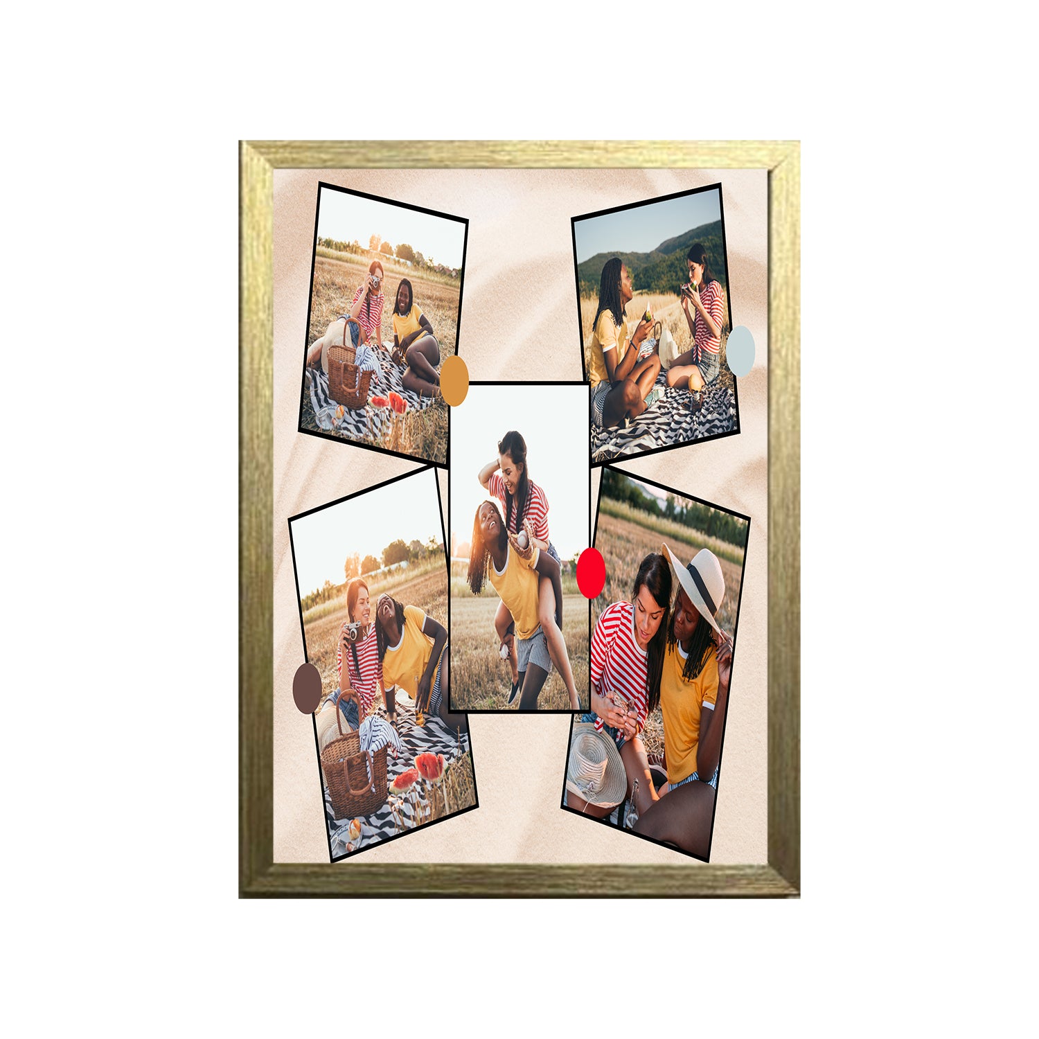 Buy gold 5 Image Design Photo Frame 1 Pc ( photo and text is Customizable )