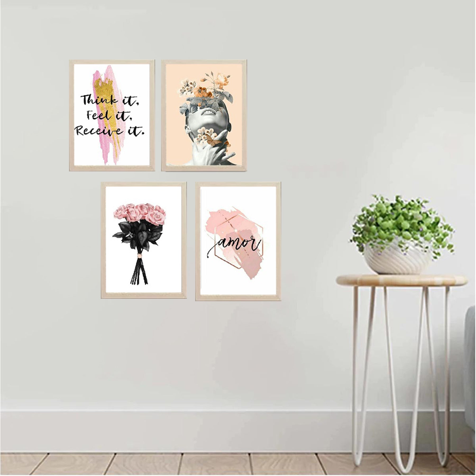 Pack of 4 Girls Makeup Vanity Frames Photo Salon Wall Decor