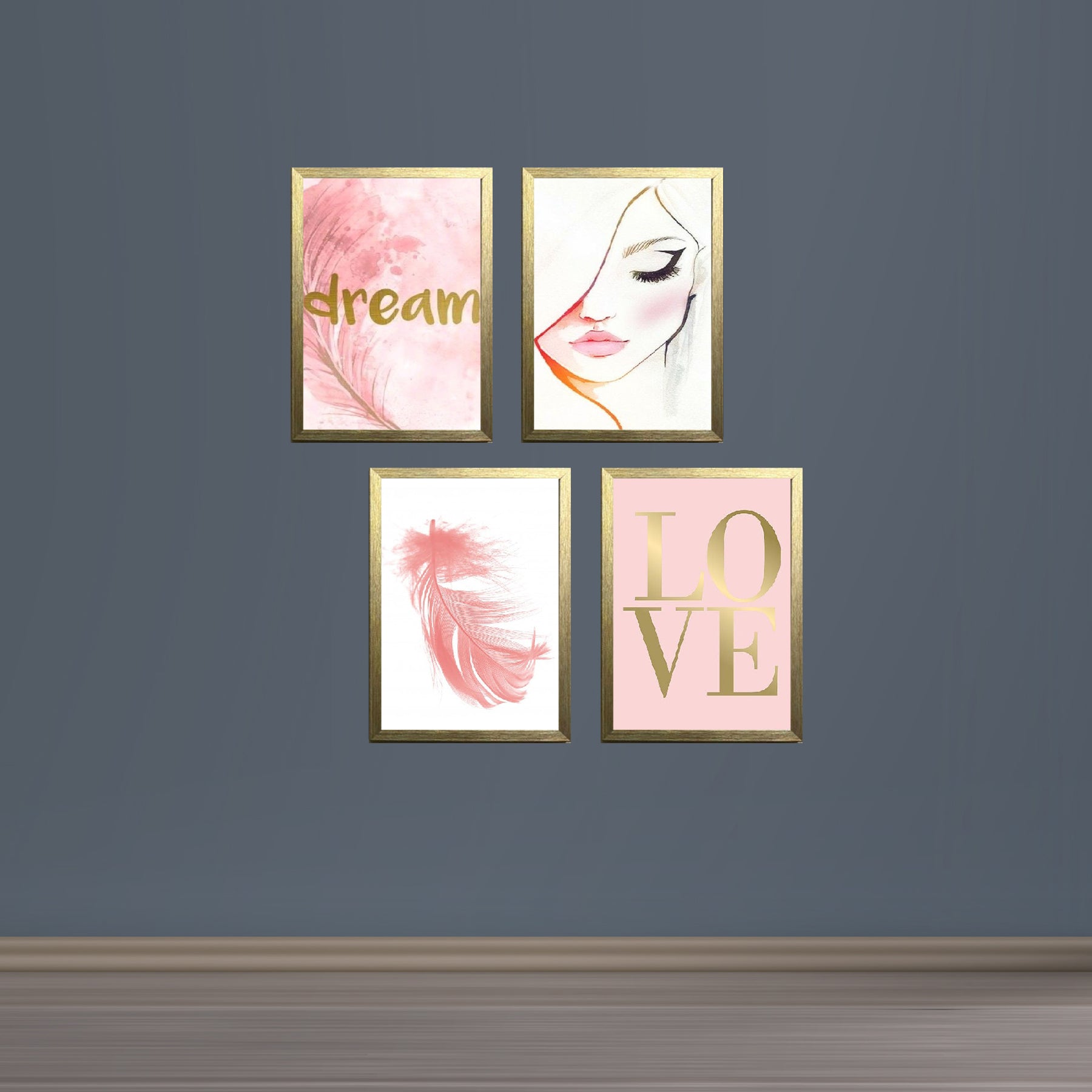 Buy golden Pack of 4 Girls Makeup Vanity Frames Salon &amp; Makeup Room