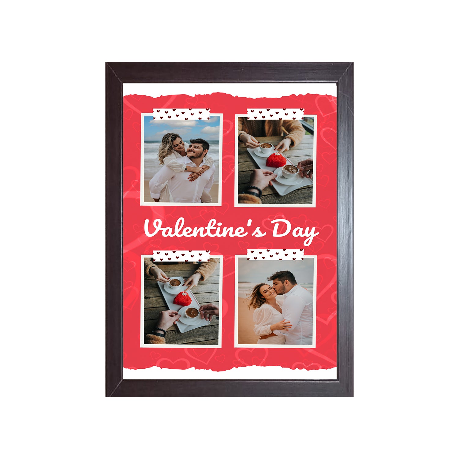Buy brown Valentines Day 4 Image Design Photo Frame 1 Pc ( photo and text is Customizable )