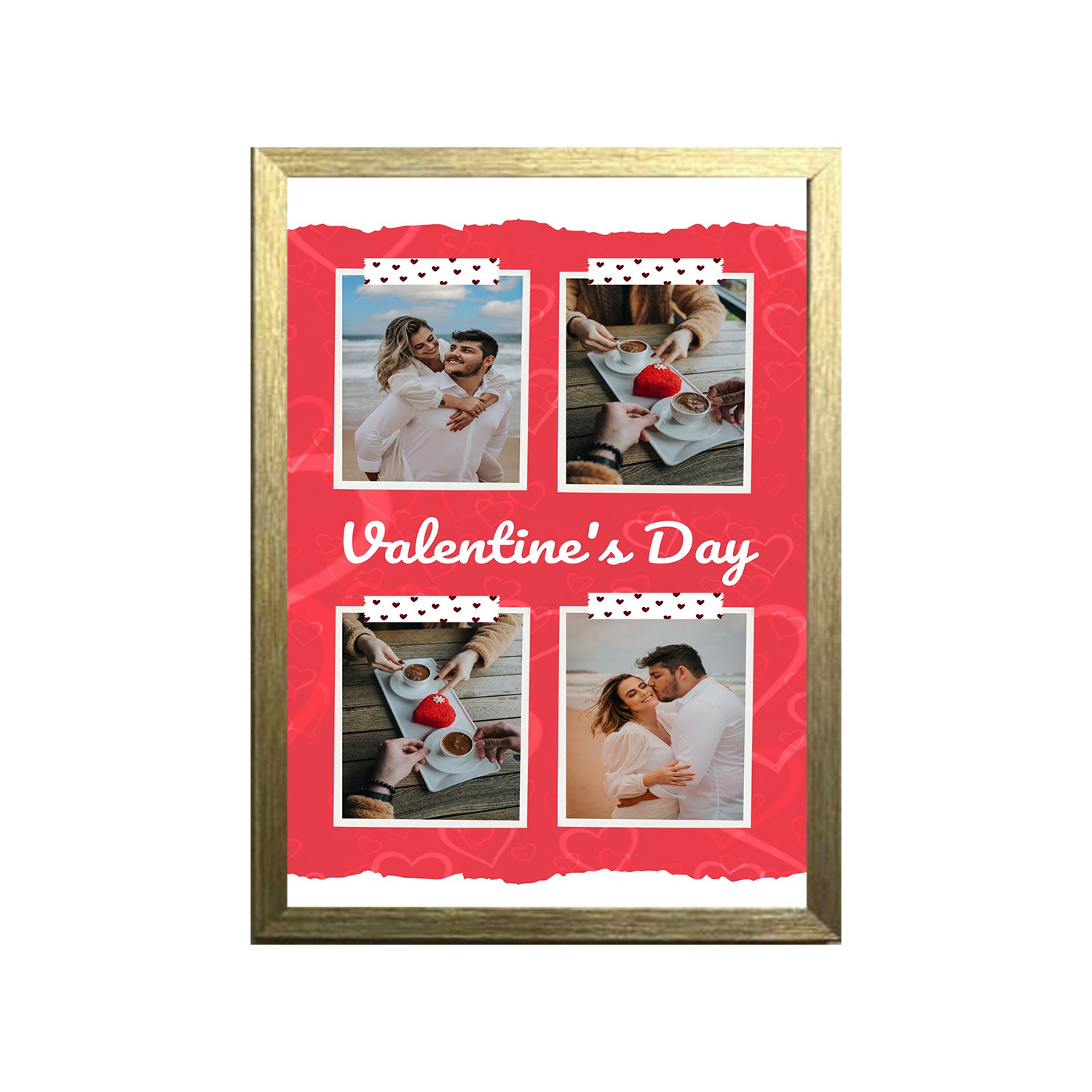 Buy gold Valentines Day 4 Image Design Photo Frame 1 Pc ( photo and text is Customizable )