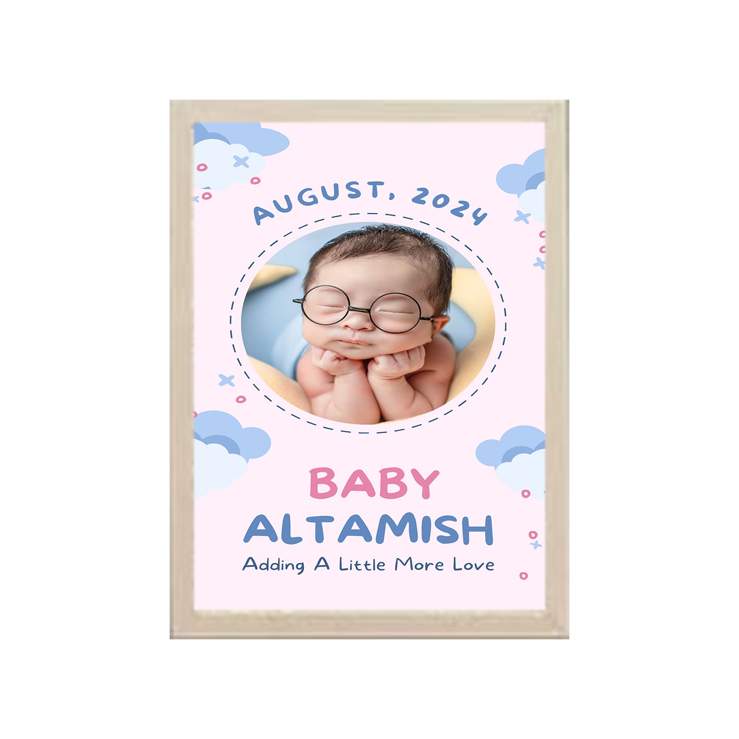 August 2024 Baby Design Photo Frame 1 Pc ( photo and text is Customizable ) - 0