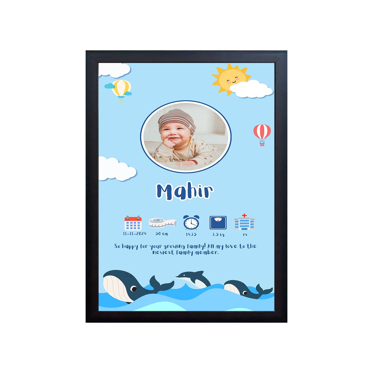 Baby Design Photo Frame 1 Pc ( photo and text is Customizable )