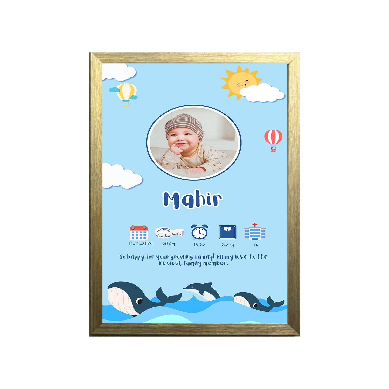 Buy gold Baby Design Photo Frame 1 Pc ( photo and text is Customizable )