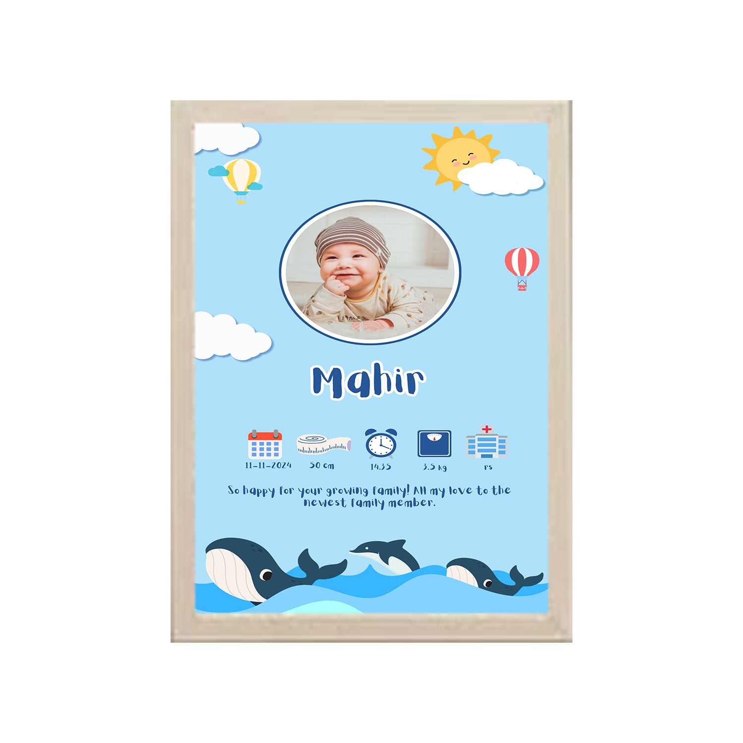 Baby Design Photo Frame 1 Pc ( photo and text is Customizable ) - 0