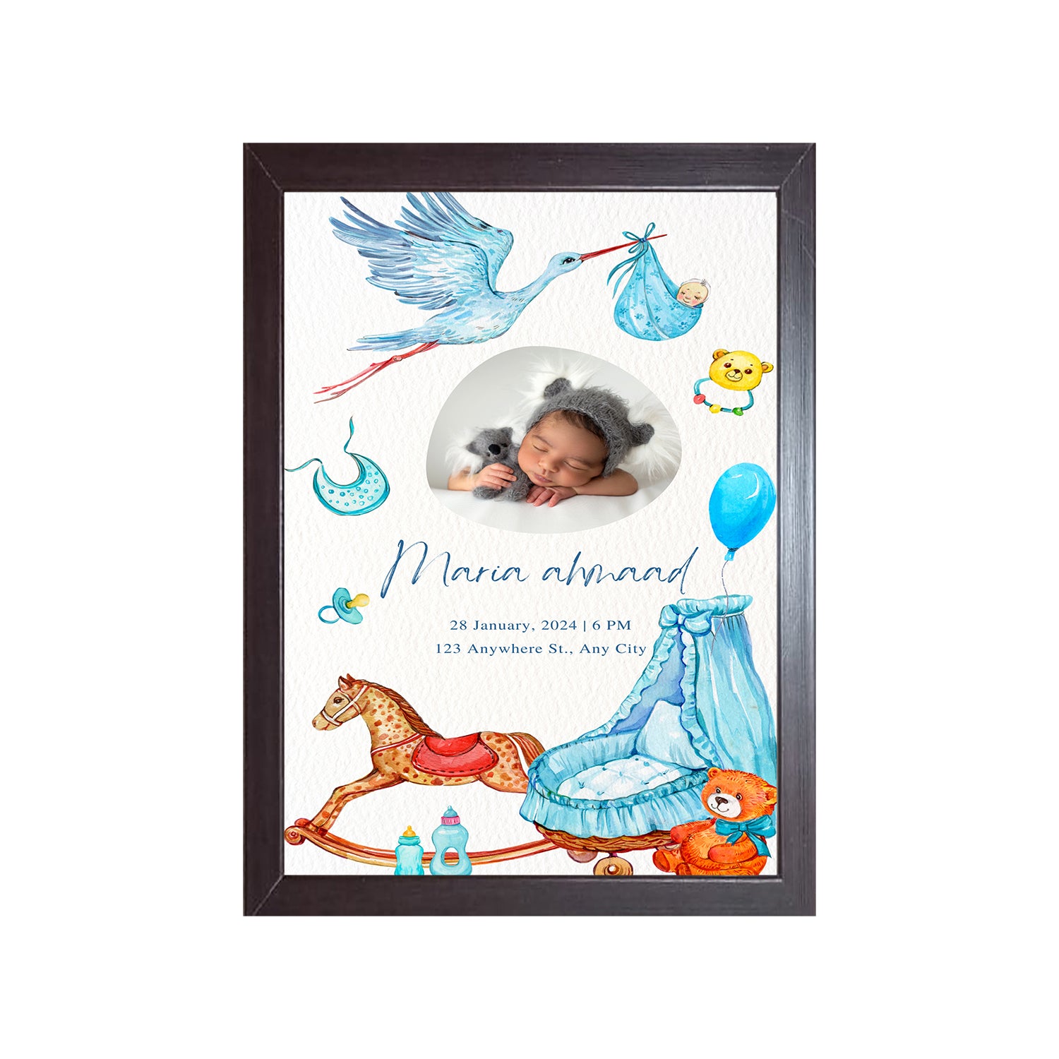 Buy brown January Baby Design Photo Frame 1 Pc ( photo and text is Customizable )