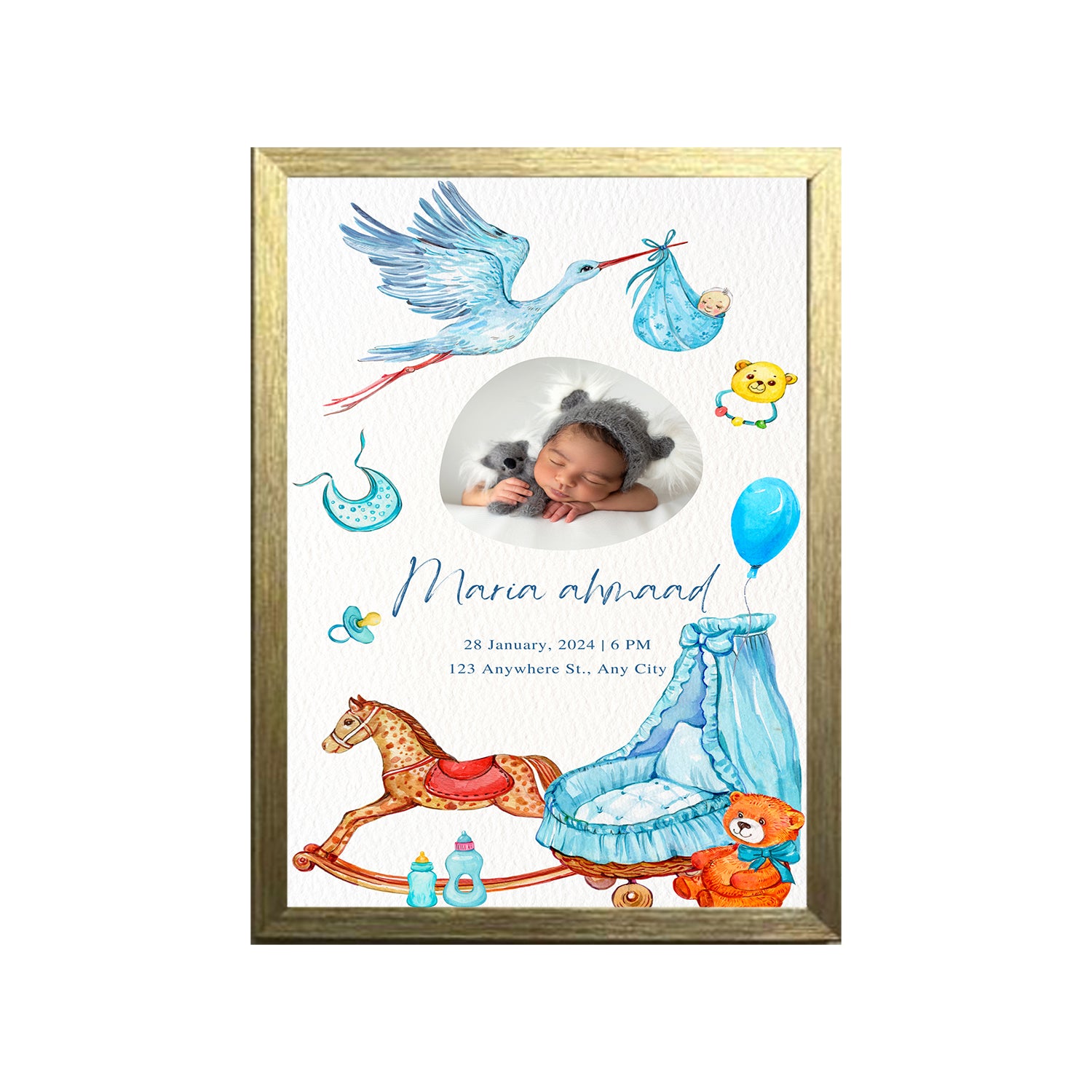 Buy gold January Baby Design Photo Frame 1 Pc ( photo and text is Customizable )