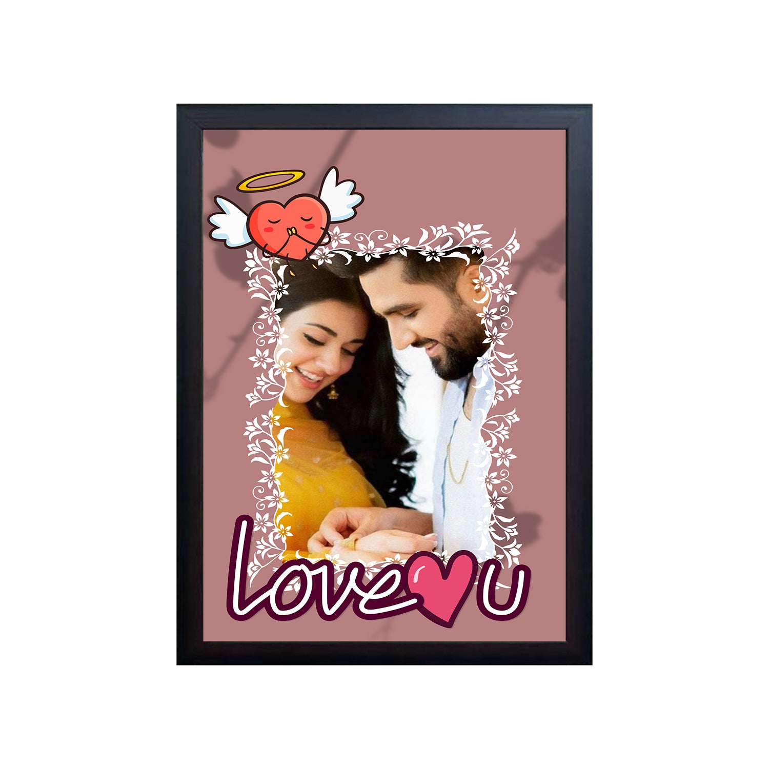 I Love You Couple Design Photo Frame 1 Pc ( photo and text is Customizable )