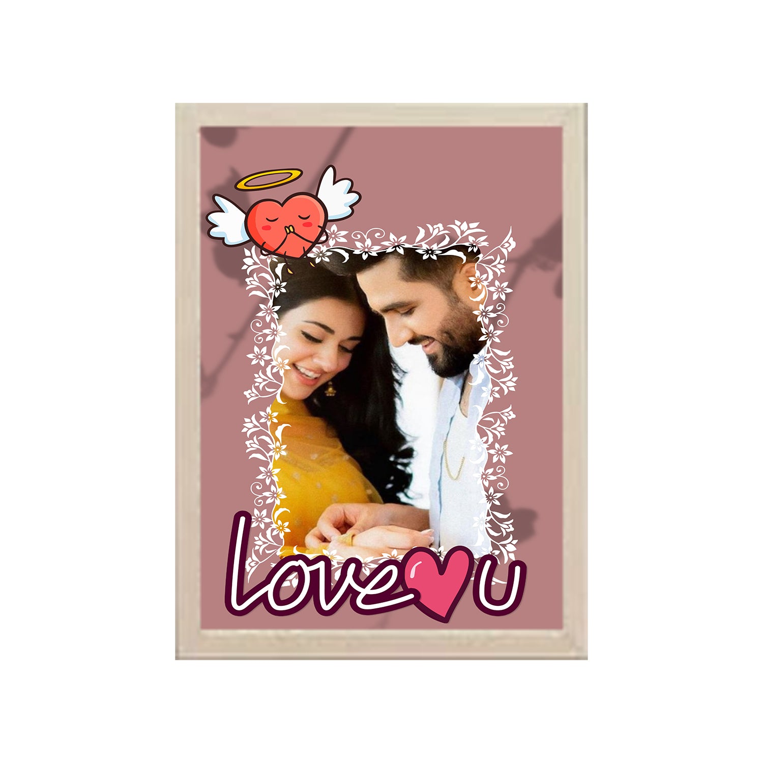 I Love You Couple Design Photo Frame 1 Pc ( photo and text is Customizable ) - 0