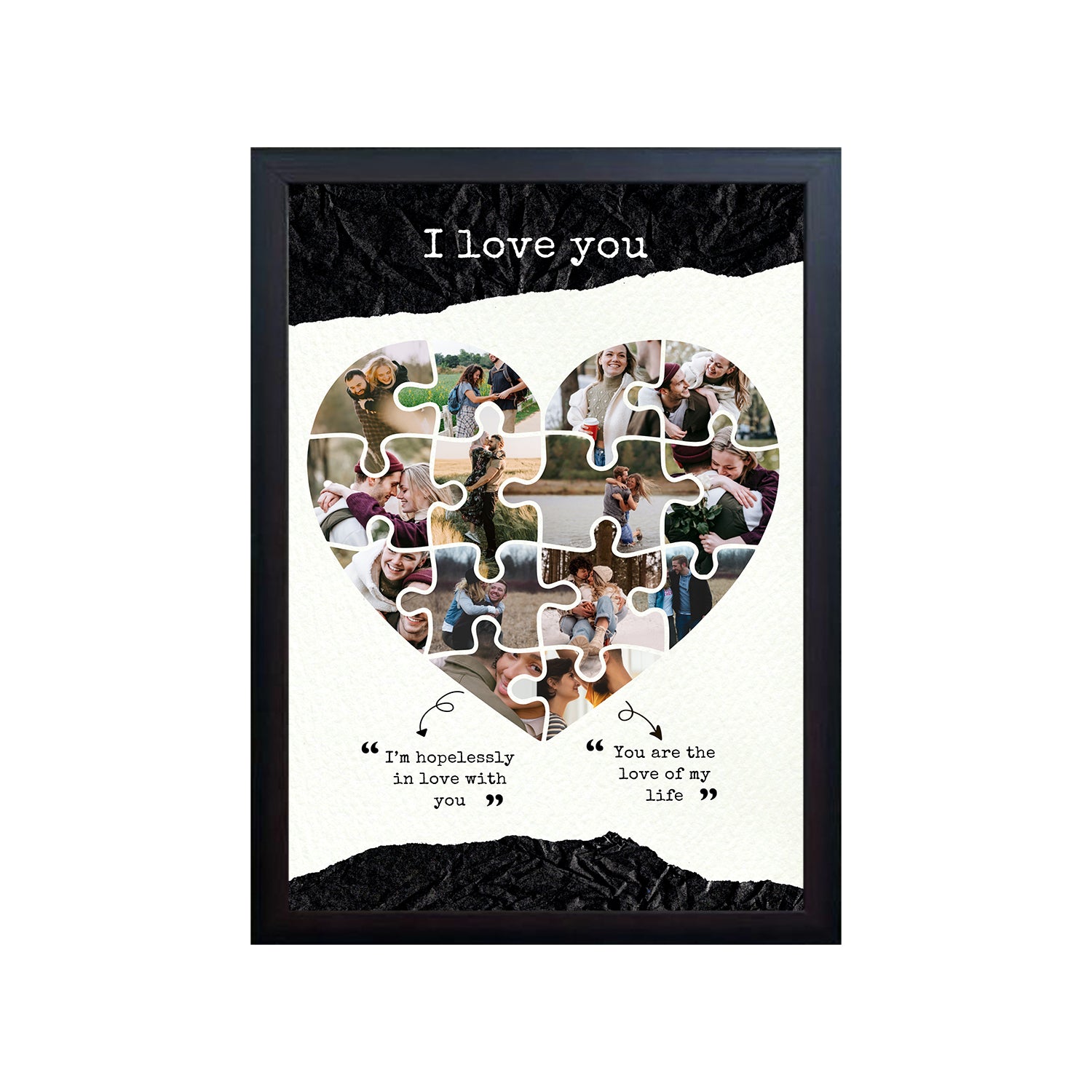 I Love You Heart Shape  Design Photo Frame 1 Pc ( photo and text is Customizable )