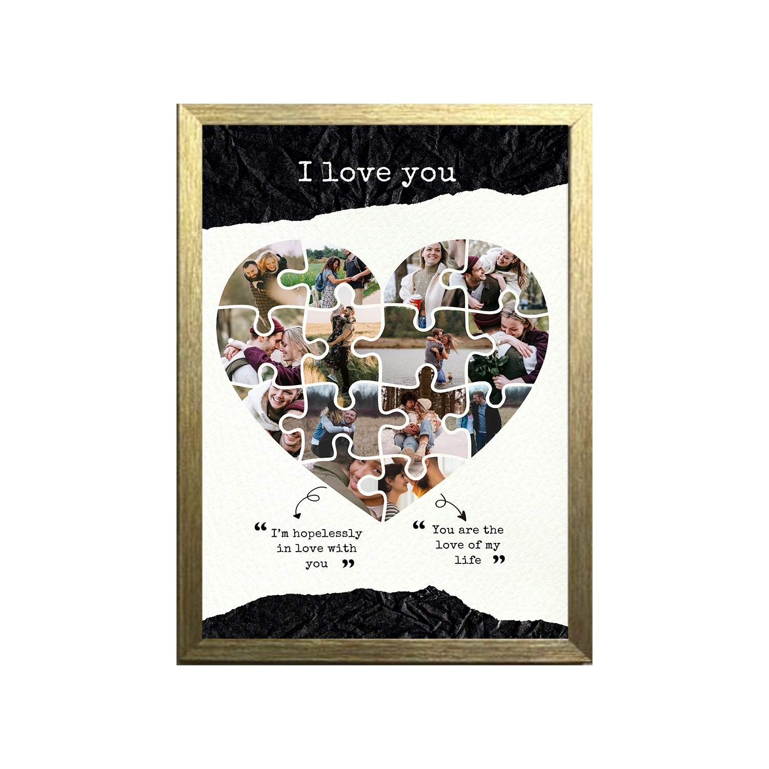 I Love You Heart Shape  Design Photo Frame 1 Pc ( photo and text is Customizable )