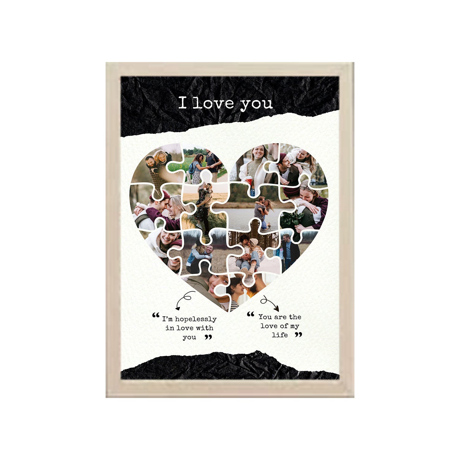 I Love You Heart Shape  Design Photo Frame 1 Pc ( photo and text is Customizable ) - 0