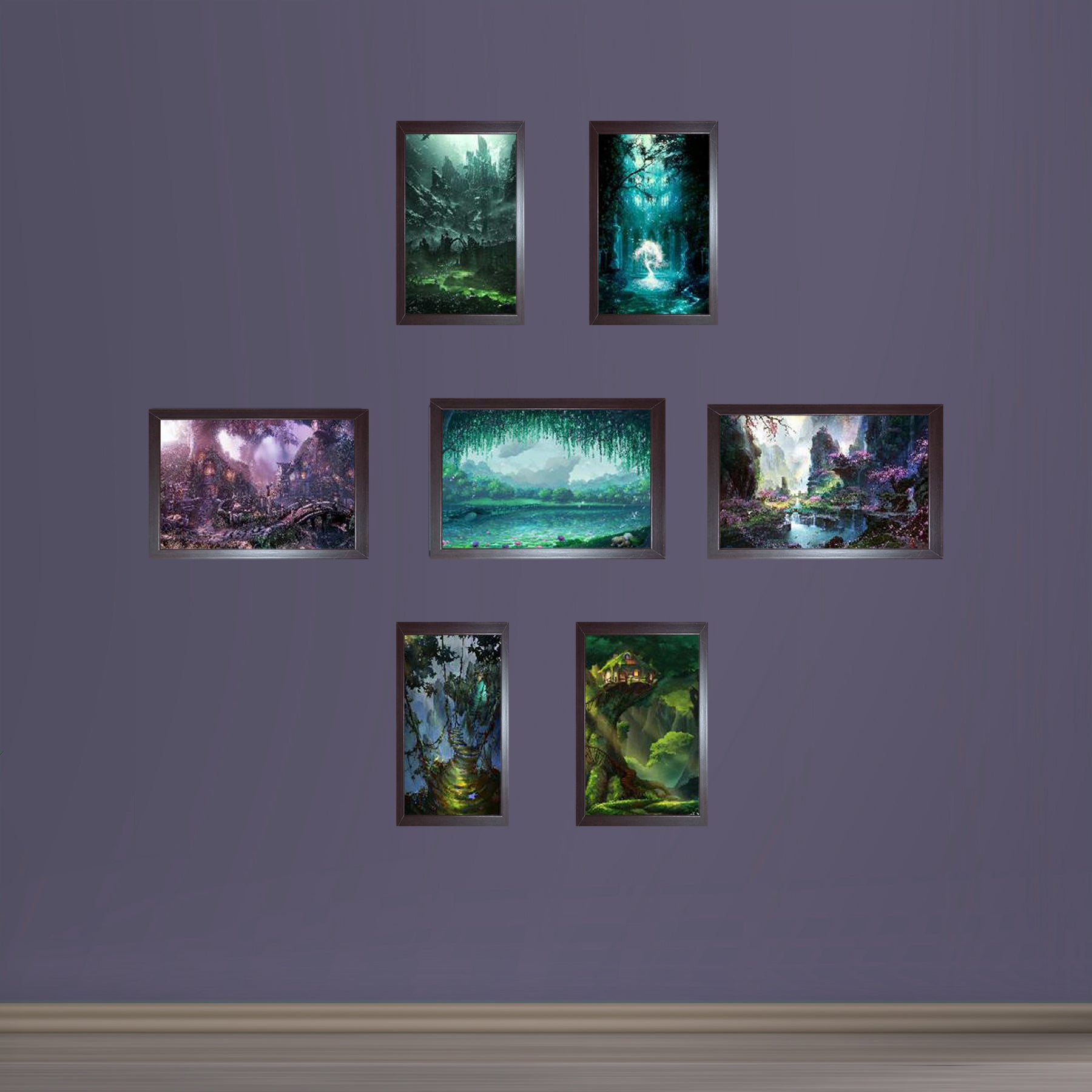 Buy brown 7 PCS Abstract Art Picture Frames set