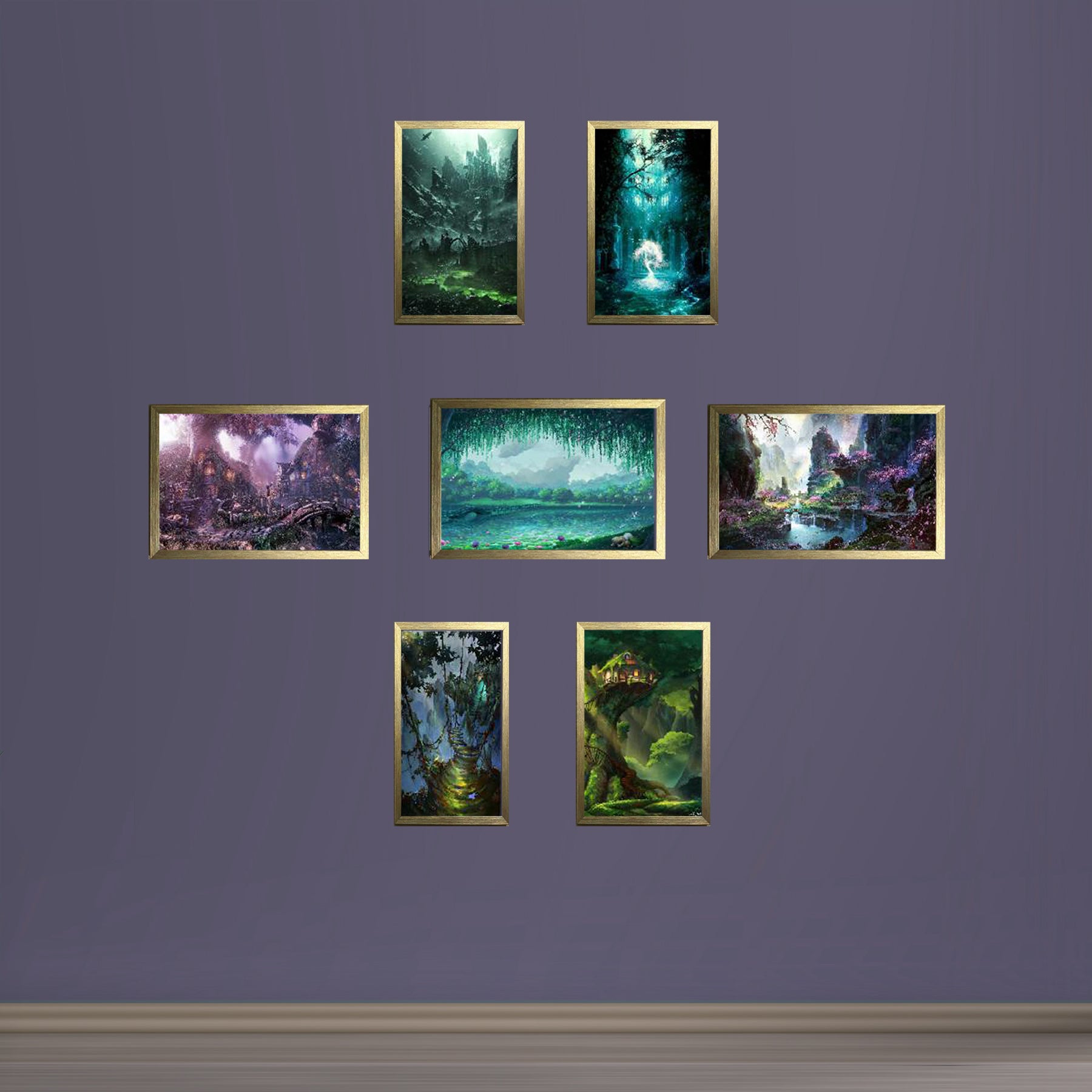 Buy golden 7 PCS Abstract Art Picture Frames set