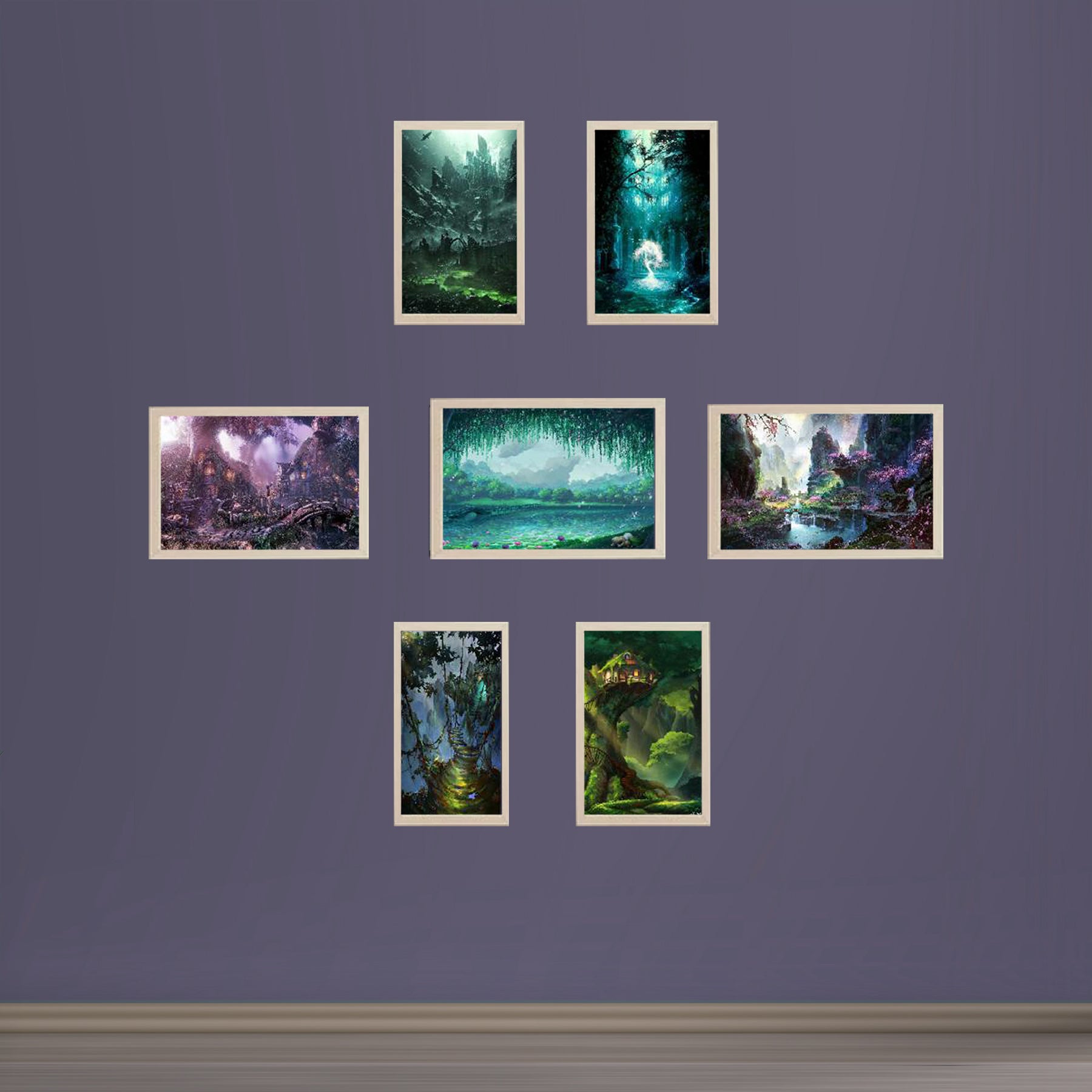 Buy white 7 PCS Abstract Art Picture Frames set