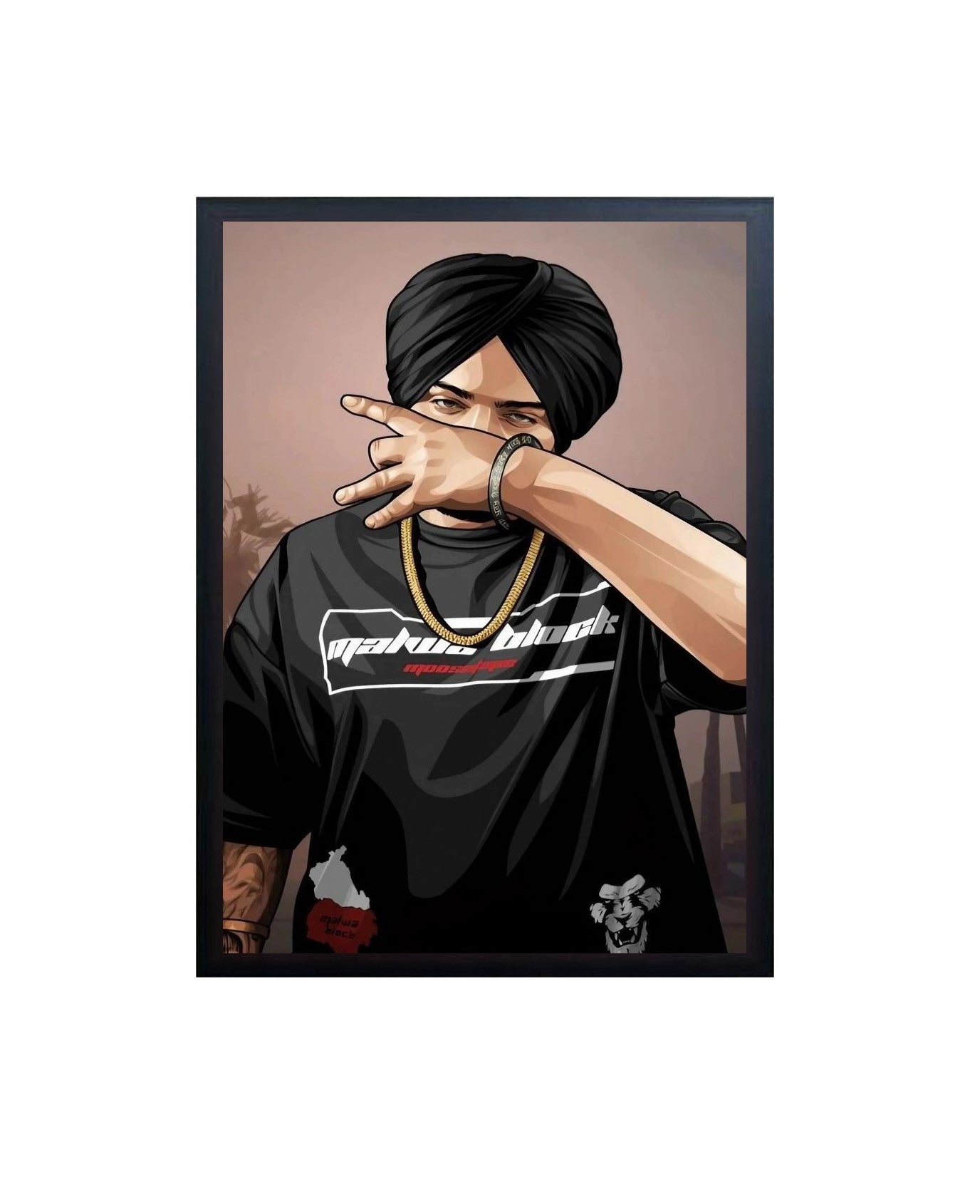 Sidhu Moose Wala Poster Frame | Punjabi Rapper Figure Poster Wall Art