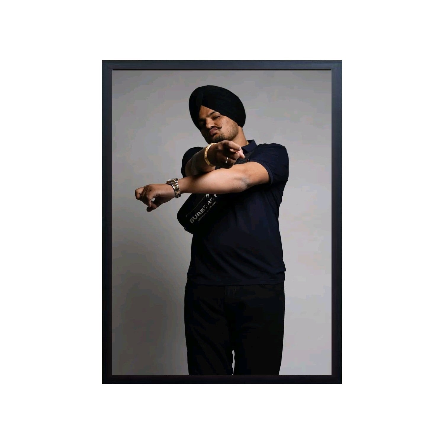 Sidhu Moose Wala Poster Frame | Punjabi Rapper Figure Poster Wall Art