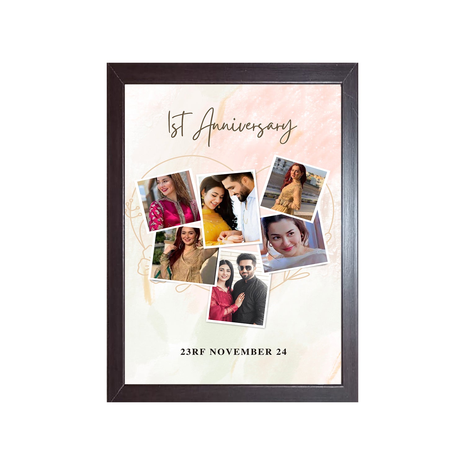 Buy brown 1 st Anniversary  Design Photo Frame 1 Pc ( photo and text is Customizable )