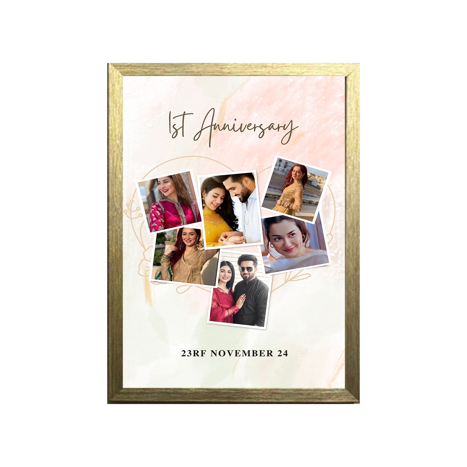 Buy gold 1 st Anniversary  Design Photo Frame 1 Pc ( photo and text is Customizable )