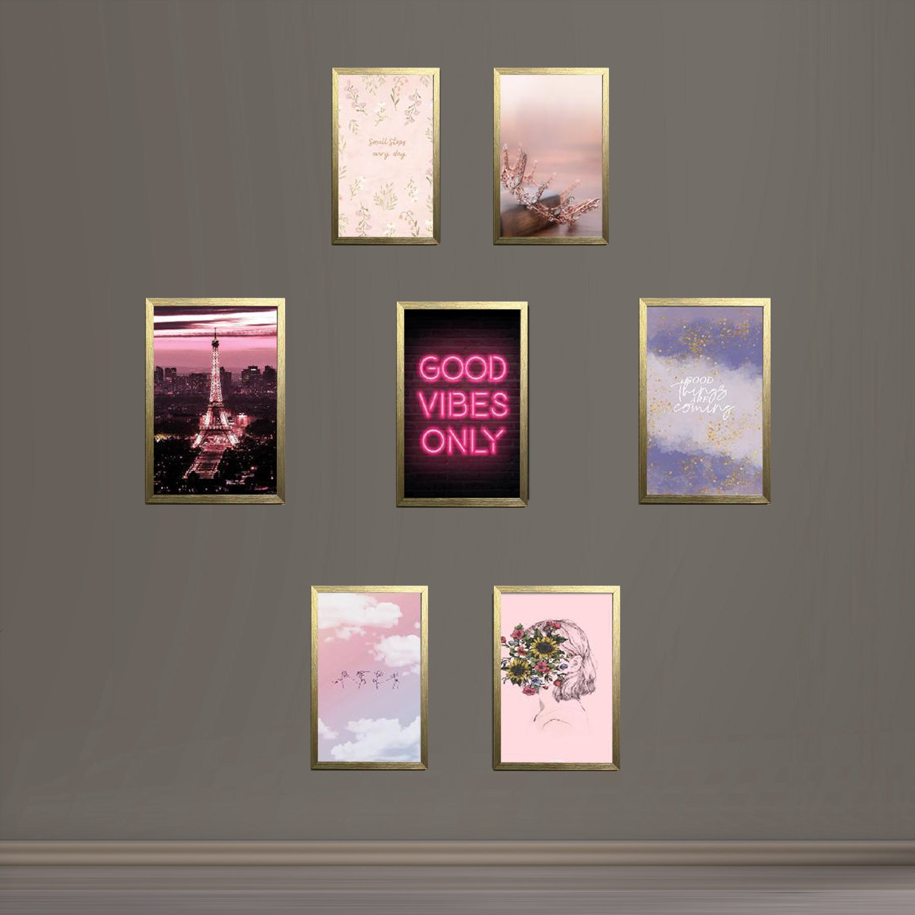 Buy golden 7 PCS Girls Room Picture Frames, Salon Decoration