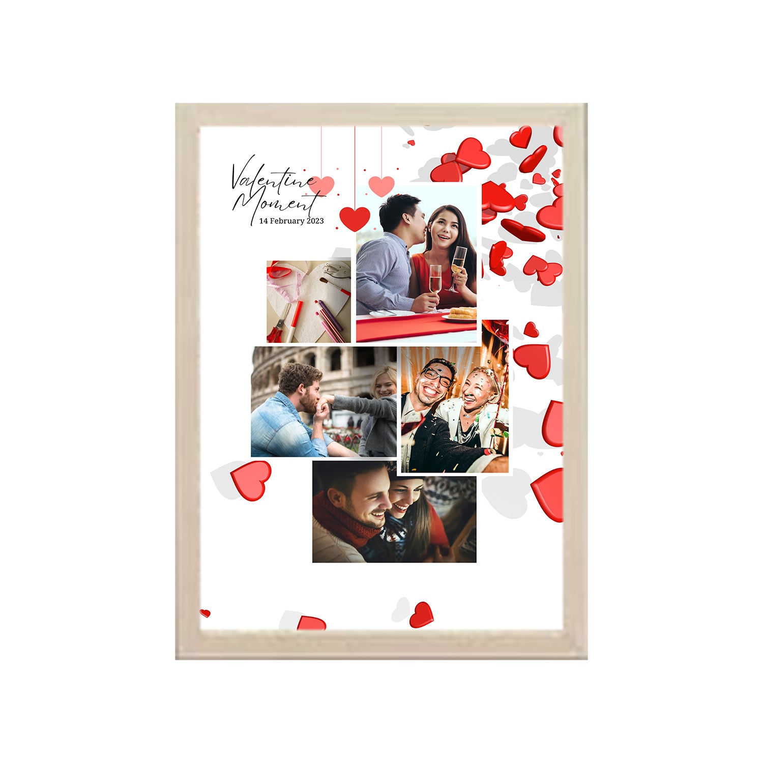 Valentine Moments Design Photo Frame 1 Pc ( photo and text is Customizable )